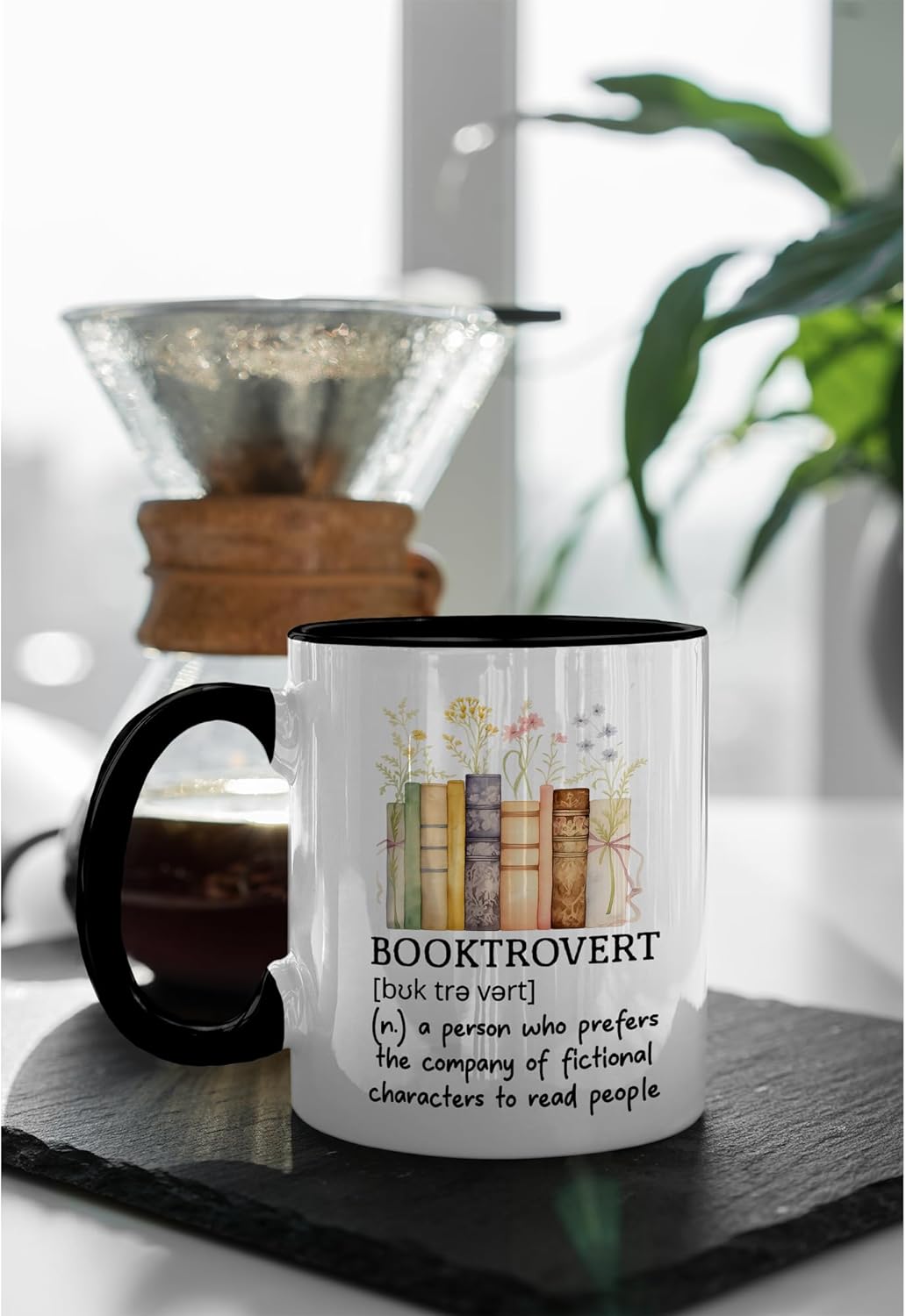 Book Lover Gifts - Booktrovert Mugs, Bookish Coffee Mug with Stacked Book Design, Bookworm Mugs for Readers, Coffee Mug for Readers, Birthday, Christmas Gifts for Books Lovers Women
