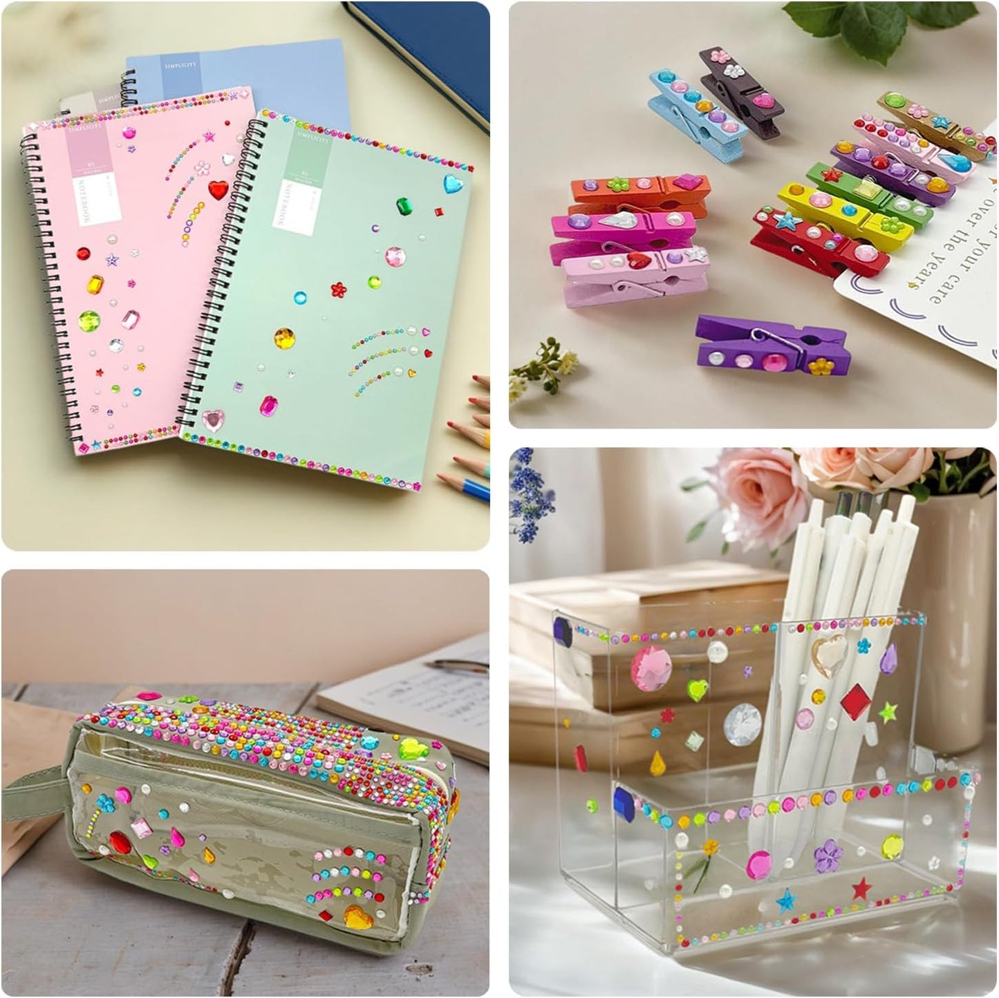 2774pcs Gem Stickers Jewels for Crafts, Self Adhesive Rhinestone Jewel Stick on Gems, Acrylic Bling Heart Stickers, Craft Supplies for Kids