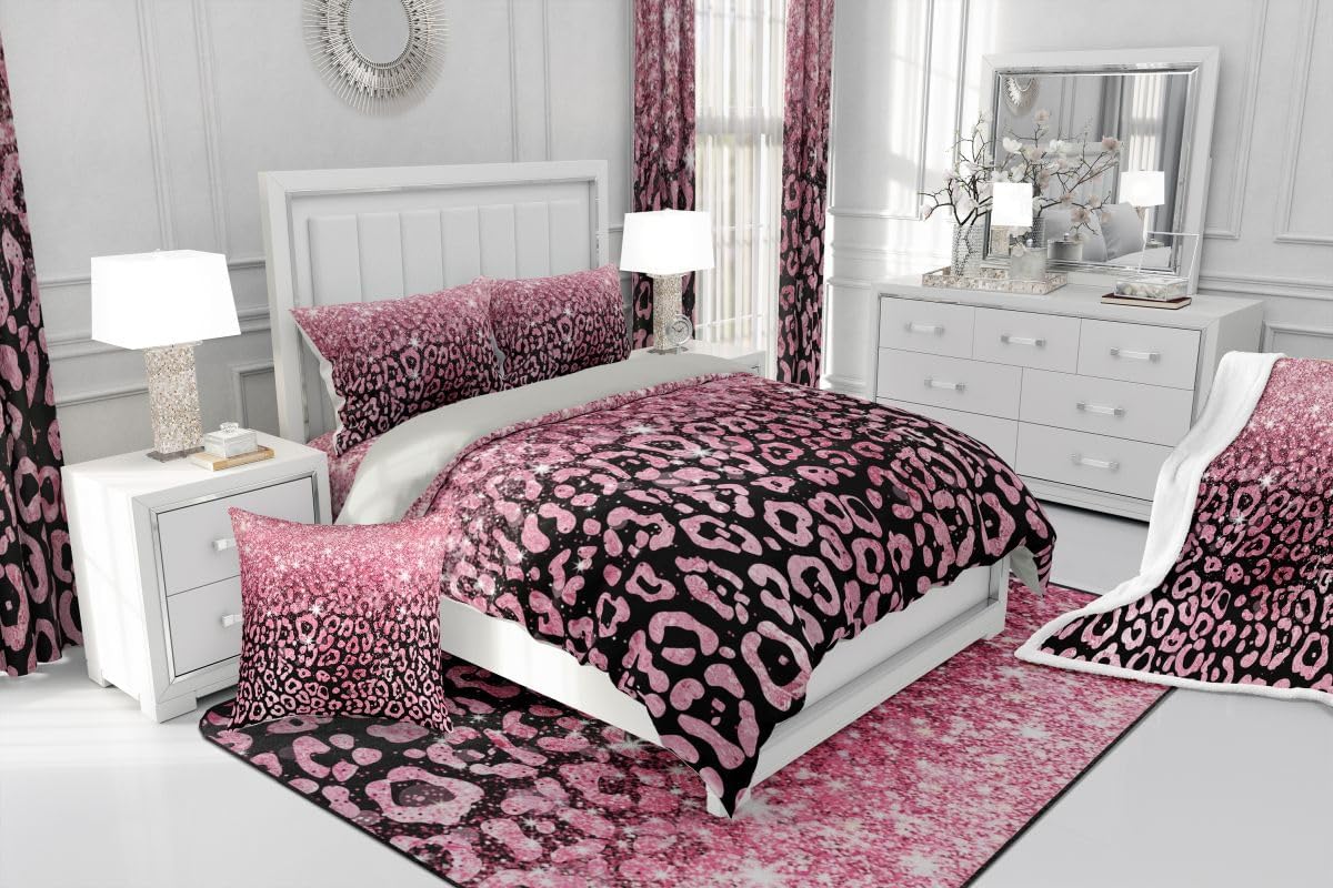 Feelyou Pink Leopard Sherpa Throw Blanket for Couch Glitter Leopard Print Super Soft Cozy Fleece Fashion Cheetah Blanket for Winter, Plush Throw Baby 30"x40" All Season