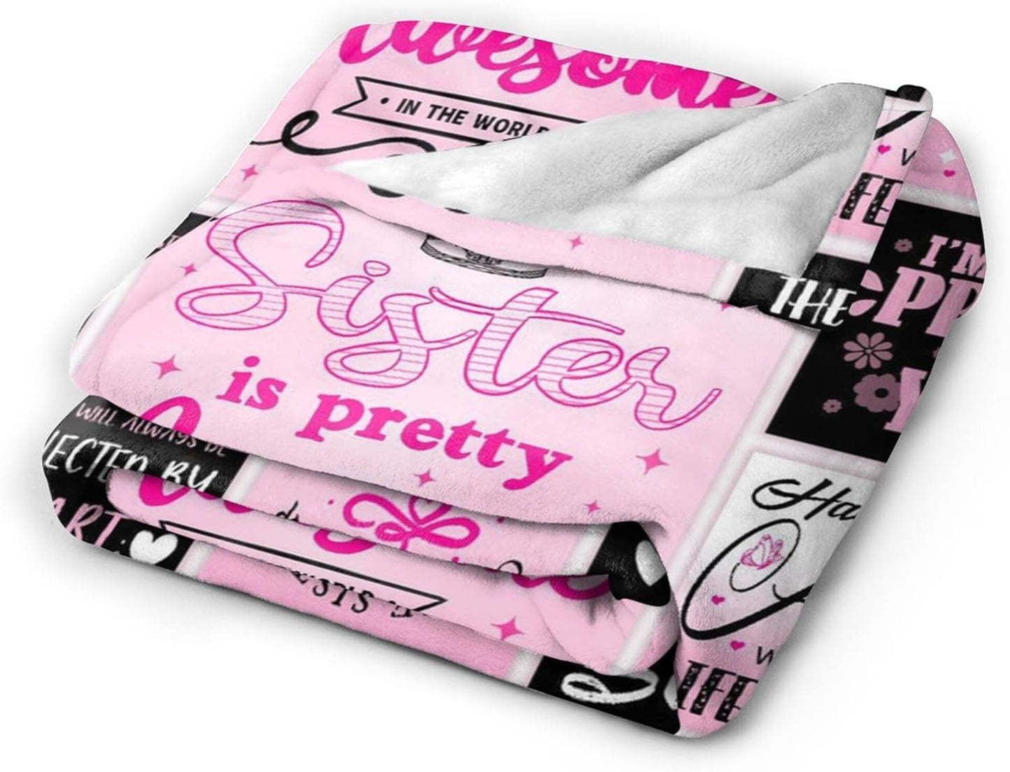 Sisters Gifts from Sister, Super Soft Unique Pink Sisters Blanket Gift for Little Girls, Christmas Birthday Gifts for Sister, Warm Cozy Fuzzy Plush Fleece Flannel Blanket 60"x50" for Couch Bedding