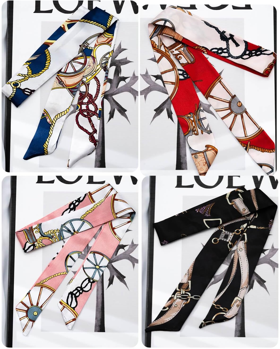 6 Pack Scarf Bags for Women - Narrow Scarf Hair & Neck Scarves - Fashion Gifts