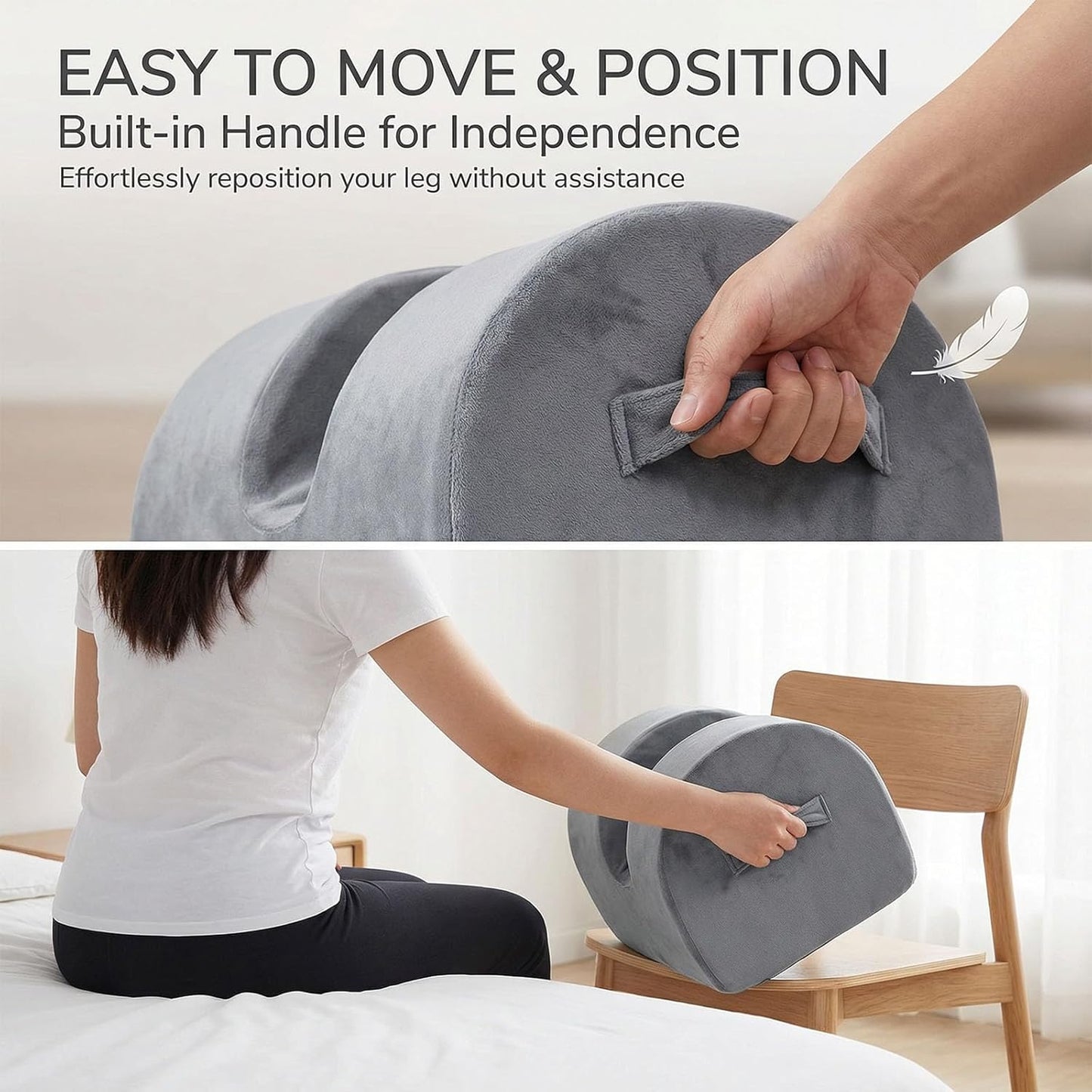 Knee Replacement Pillow with Handle - Knee Surgery Recovery Equipment, Leg Elevation Pillows After Hip Replacement, Recovery Aids for Hip Leg Ankle