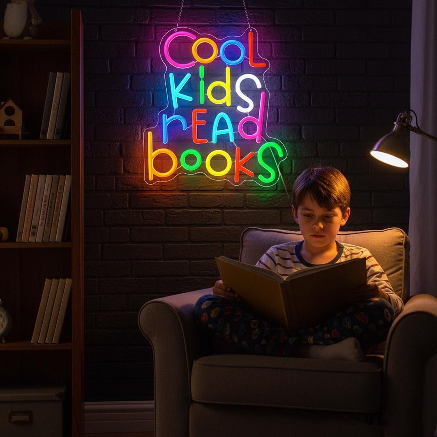 Cool Kids Read Books Neon Sign,Neon Sign for Classroom,LED Reading Neon Light for Kids Room,Classroom Decor,Library,Book Week Decor,Educational Colorful Wall Sign for Boys Girls Reading Corner