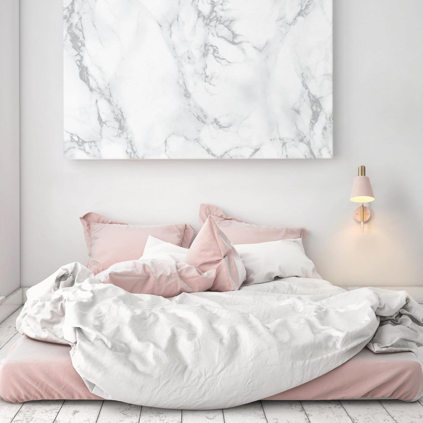 GLOBE Electric Cleo 1-Light Plug-in or Hardwire Wall Sconce, Blush Pink, Matte Brass Accents, Black Cloth Cord, Bulb Not Included