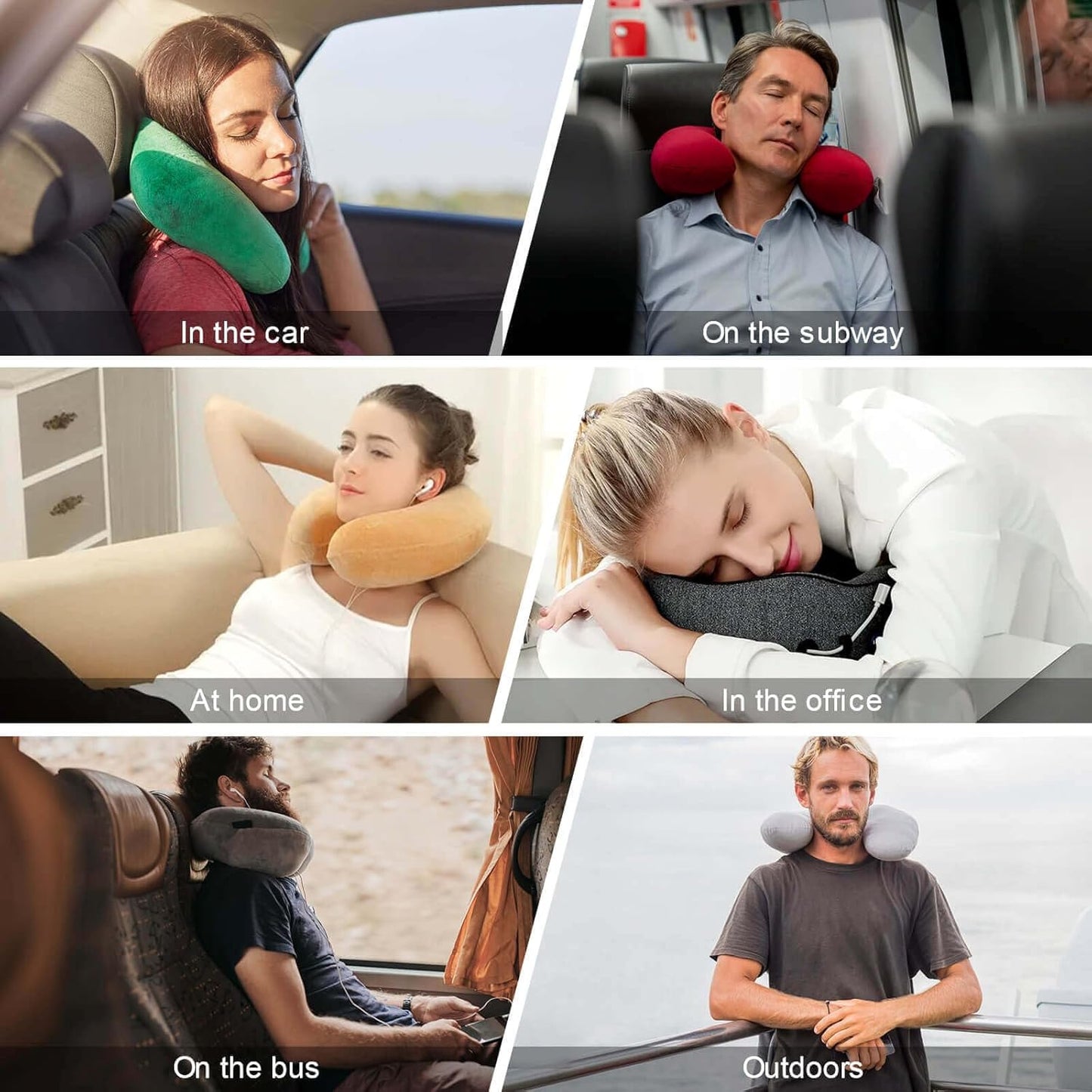 Pink Flamingo and Watermelon Neck Pillow Memory Foam U Shaped Pillows Portable Pillows for Shoulder Travel Head Support Pillow with Concealed Zipper for Airplane Car Home Office