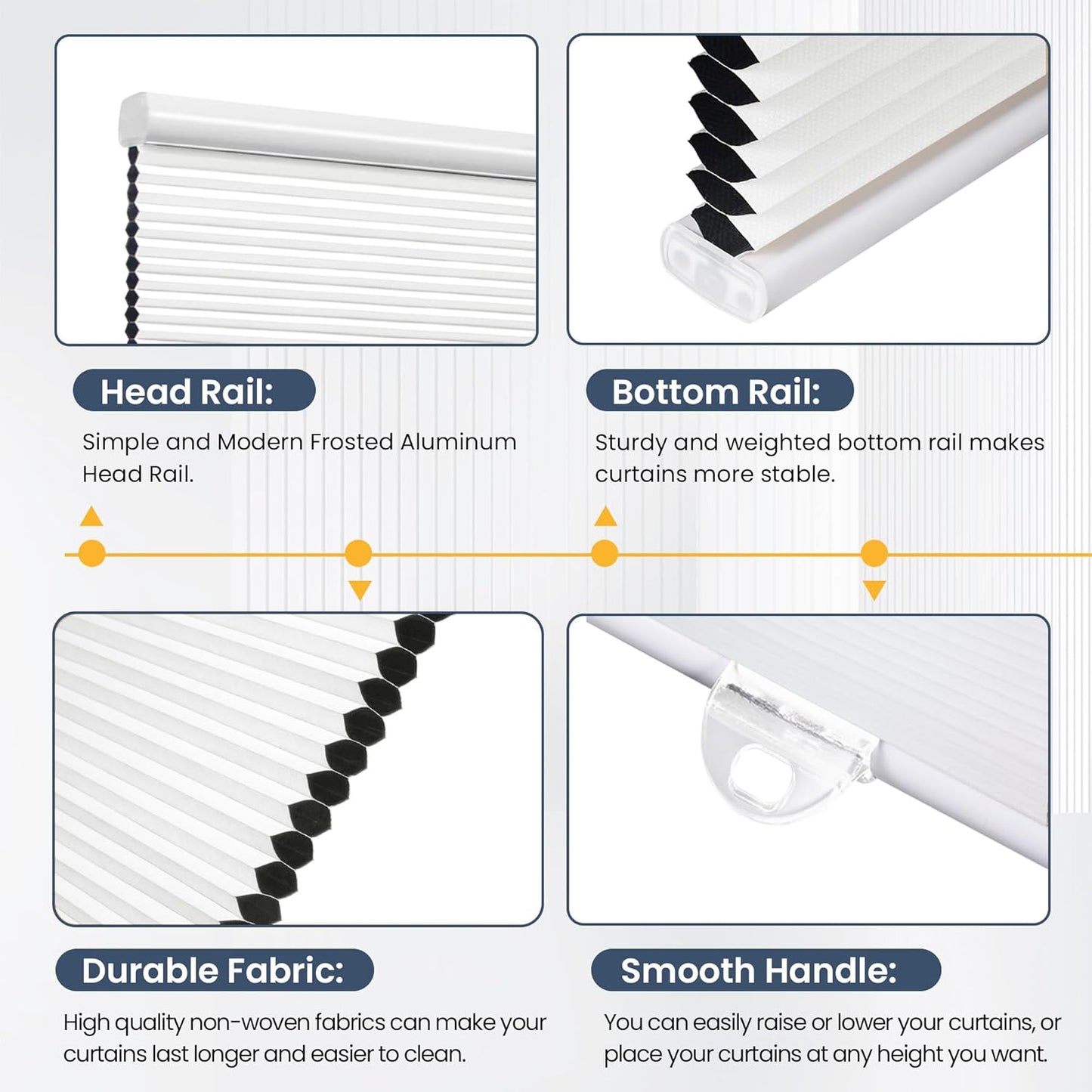 Cellular Shades Cordless Blackout Blinds Honeycomb Window Shades for Bedroom, Blinds for Window and Door, Home and Office, White, 35" W x 72" H SUNFREE