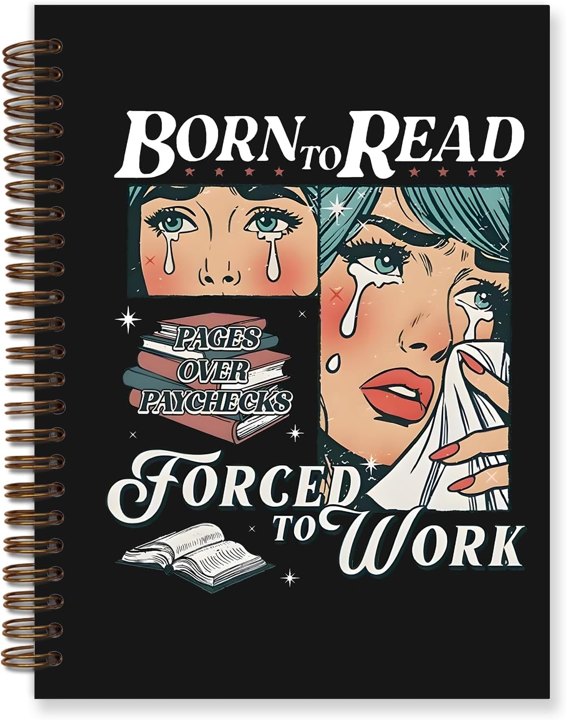 Book Tracker Journal, Reading Journals for Book Tracking, Cute Reading Journal Notebook, Bookish Reader Gifts for Women, Born to Read Forced to Work Spiral Notebook 5.5x8.3