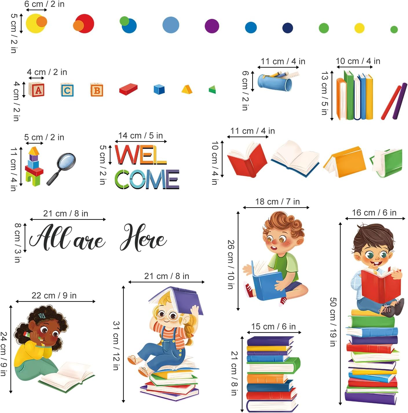 wondever Reading Corner Wall Decals Equality Kids Inspirational Quotes All are Welcome Here Peel and Stick Wall Art Stickers for Reading Room Classroom Kids Room