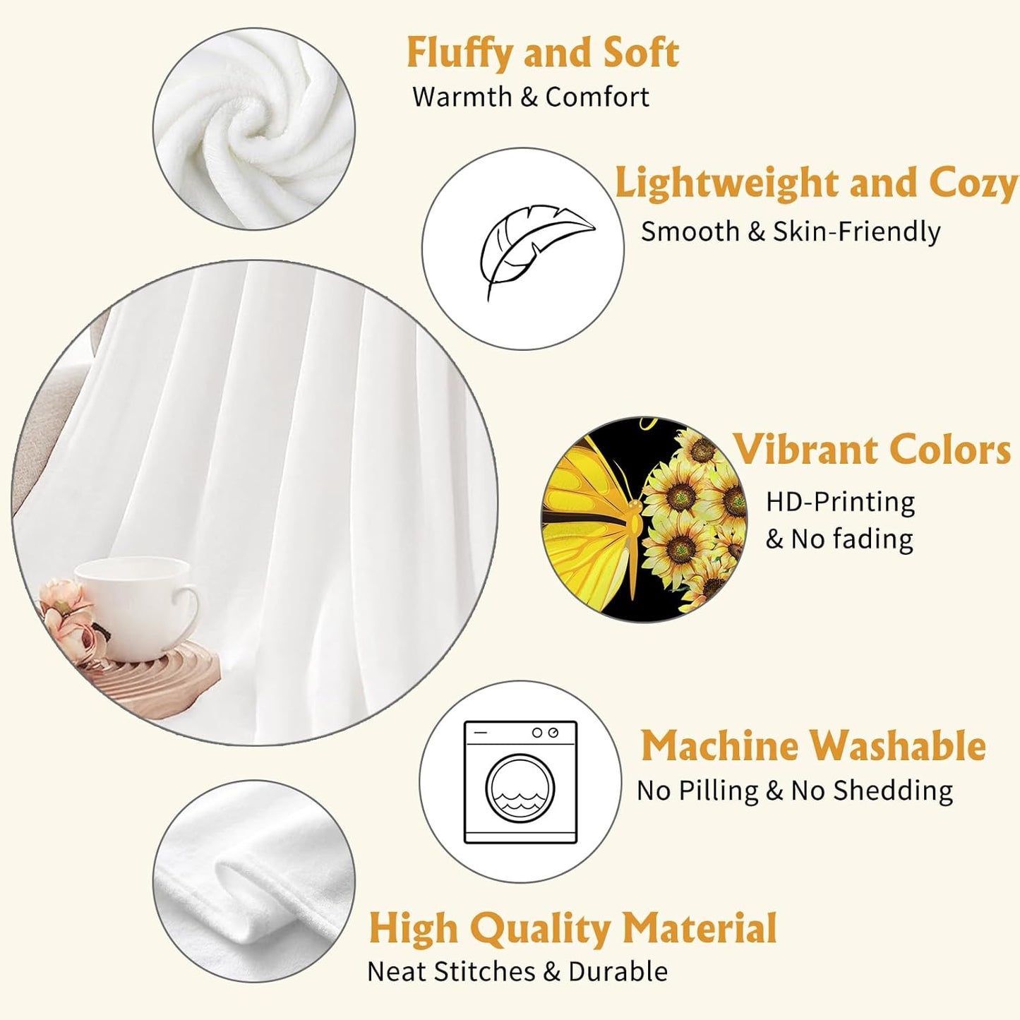 YeeJu Sunflower Large Throw Blanket Yellow Floral Butterfly Throw Blanket for Couch Sofa Bed Soft Cozy Fuzzy Plush Fleece Blankets Black Spring Summer Flower Gift for Women Blanket 50x70