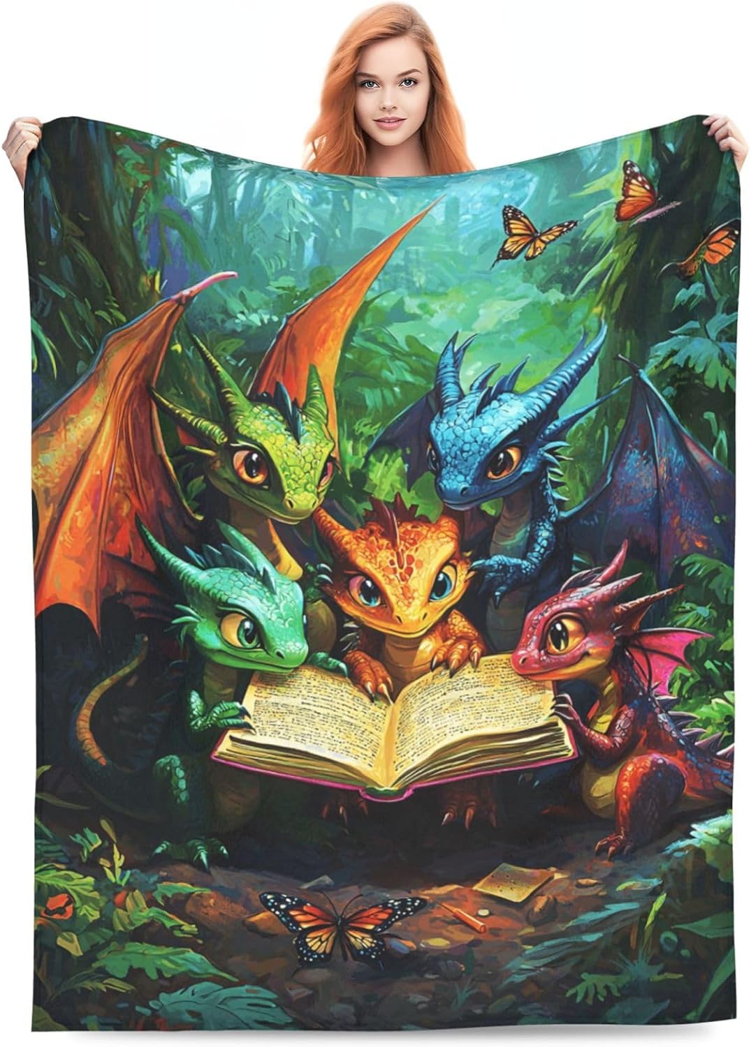 Dragon Blanket, Dragons Throw Blankets, Dragon Gifts for Boys Girls Women Men Lover Adult Cozy Fleece Flannel Bedding Stuff Animal Plush for Couch Sofa Bed Decor 50"X40"