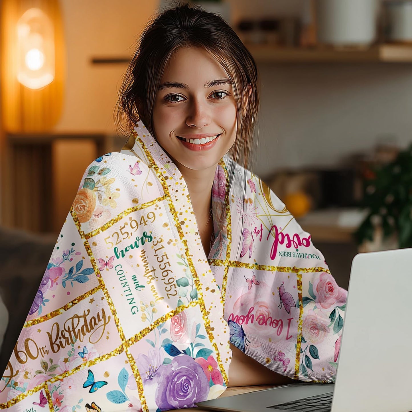 60th Birthday Gifts for Her -60 Year Old Gifts for Women Mom -60th Milestone Birthdays Blanket - 60th Birthday Blanket for Women - Warm Soft Plush Flannel Throw Blankets (60"x50")