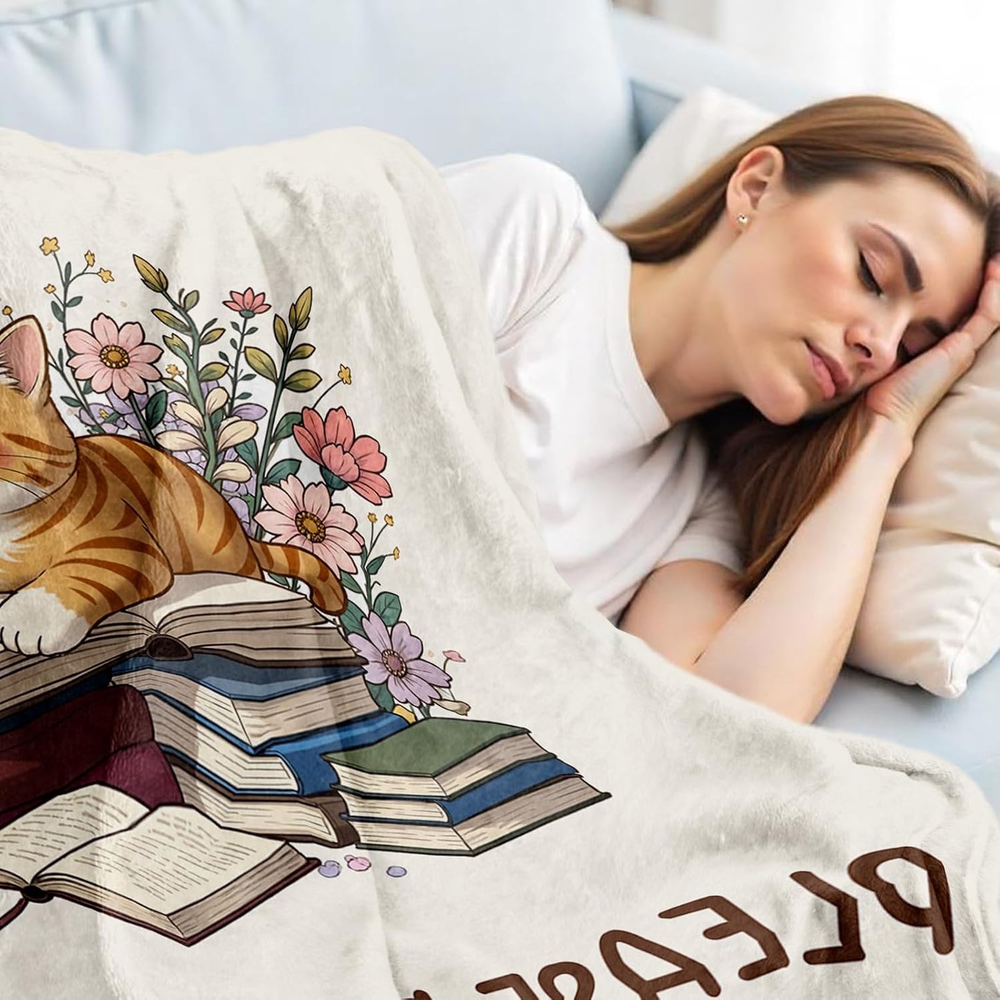 Book Lovers Gifts for Women, Reading Blanket for Book Lovers, Bookish Gifts, Teacher Appreciation Gift, Graduation Presents for Her Him Librarian, Christmas Bookworm Reading Blanket 60"x50"