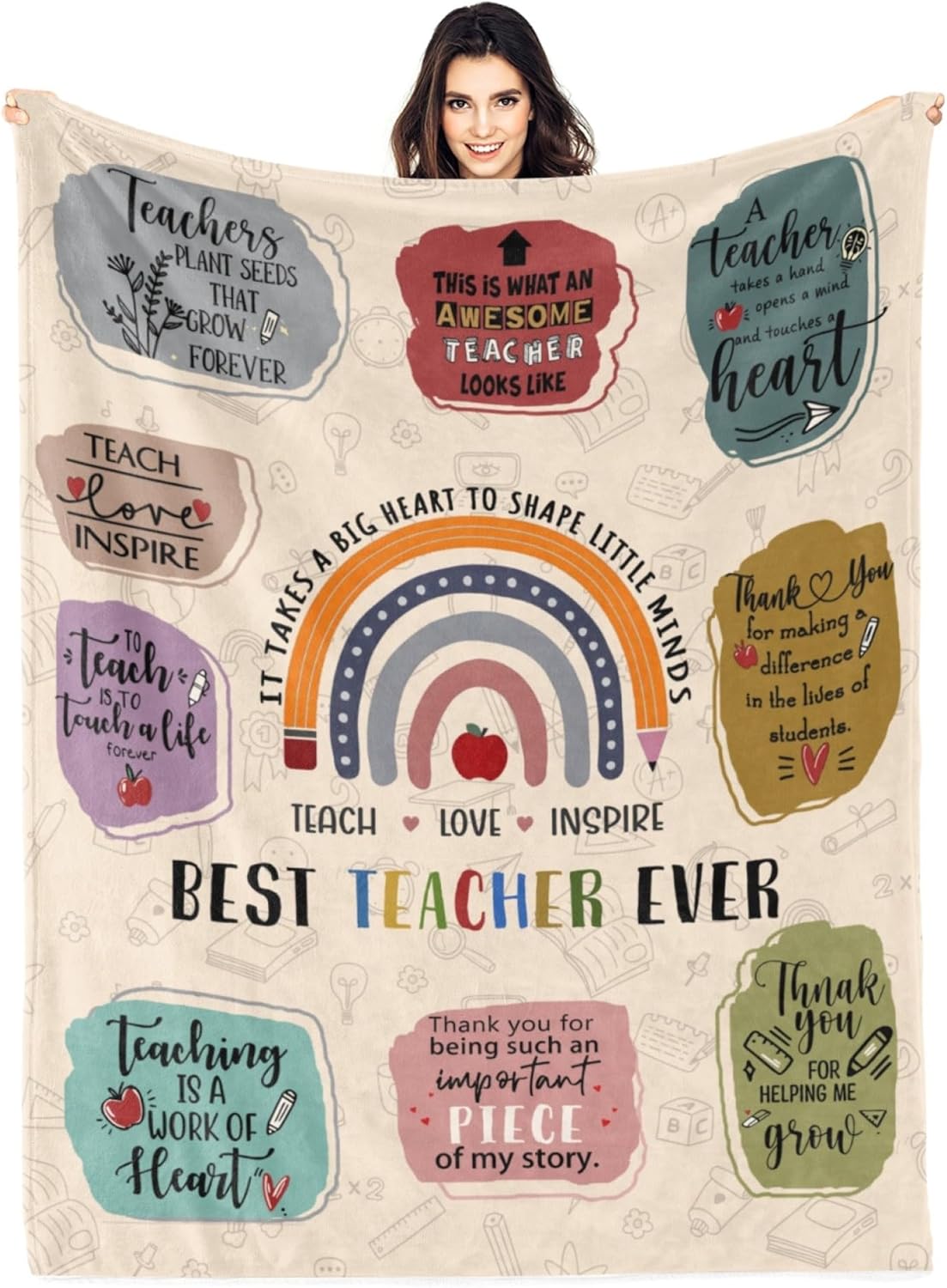 Teacher Appreciation Gifts Blanket, Best Teacher Ever Gift, Happy Teachers' Day Throw Blanket 60"x50"