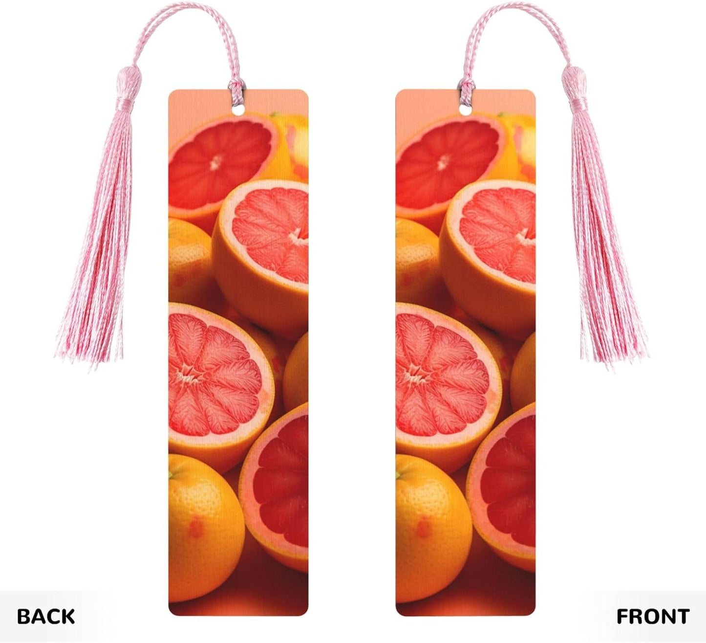 Pile of Grapefruits Bookmarks Gifts for Women Men, Wooden Bookmarks for Book Lovers, Vintage Book Marks Ornaments with Tassel, Unique Personalized Reading Page Markers Pink