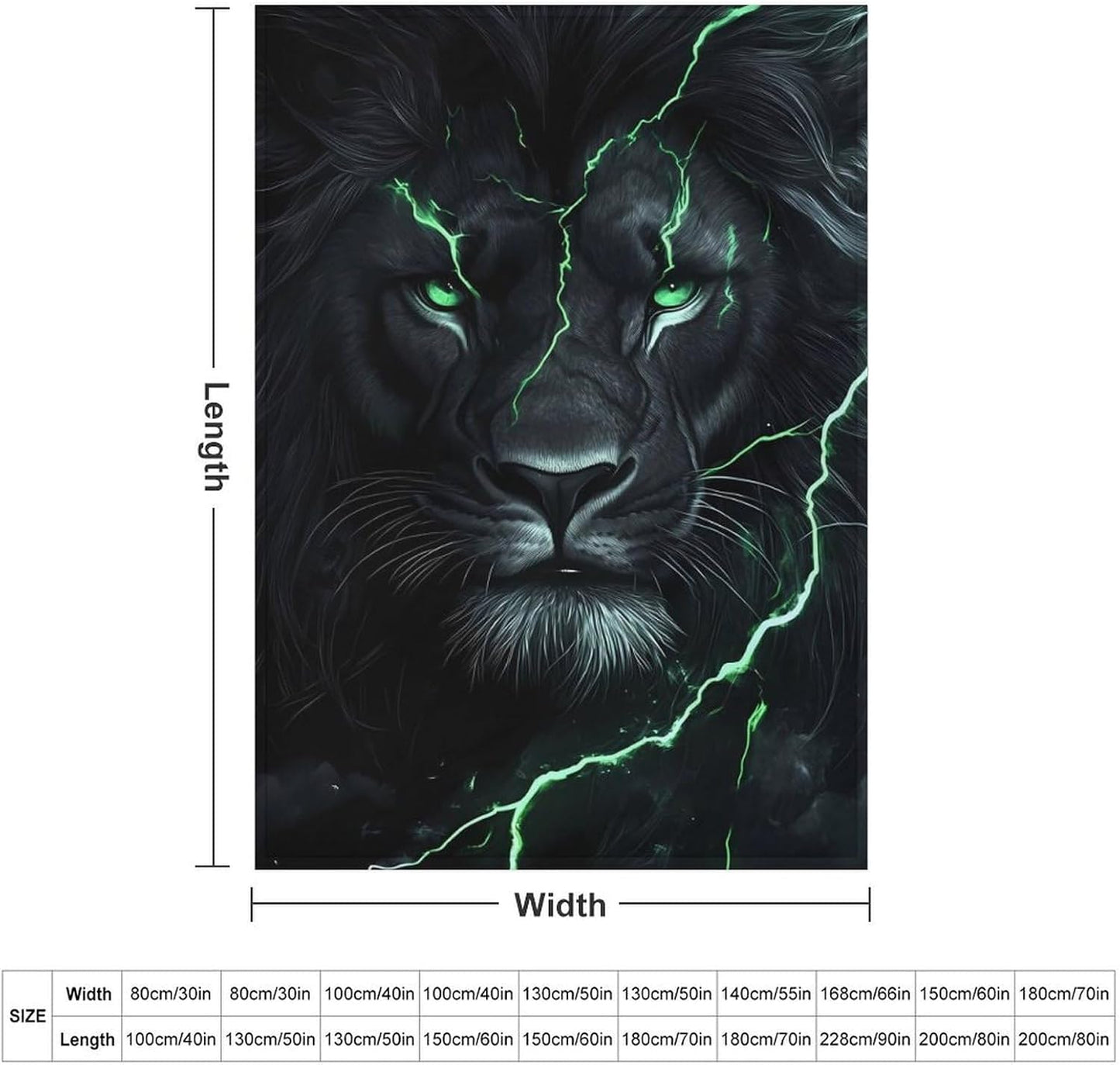 Thunder Lion Throw Blanket for Couch Bed Plush Cozy Fuzzy Flannel Blanket for All Season 50"x70"