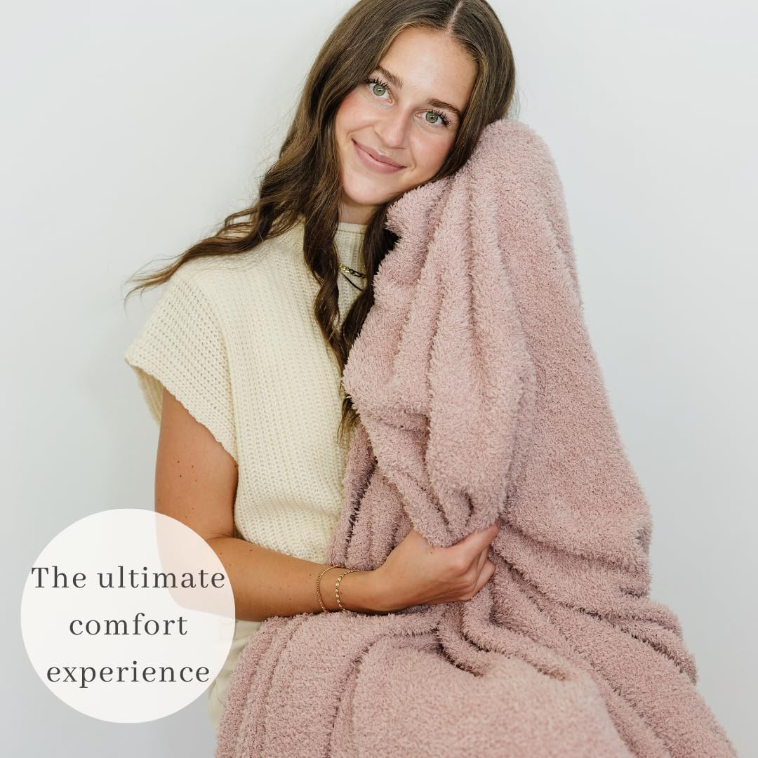 SARANONI Bamboni Luxury Throw Blanket | Oversized Super Soft Plush Home Decorative Comfy Blankets for Couch or Bed | Pink - X-Large 60” x 80”