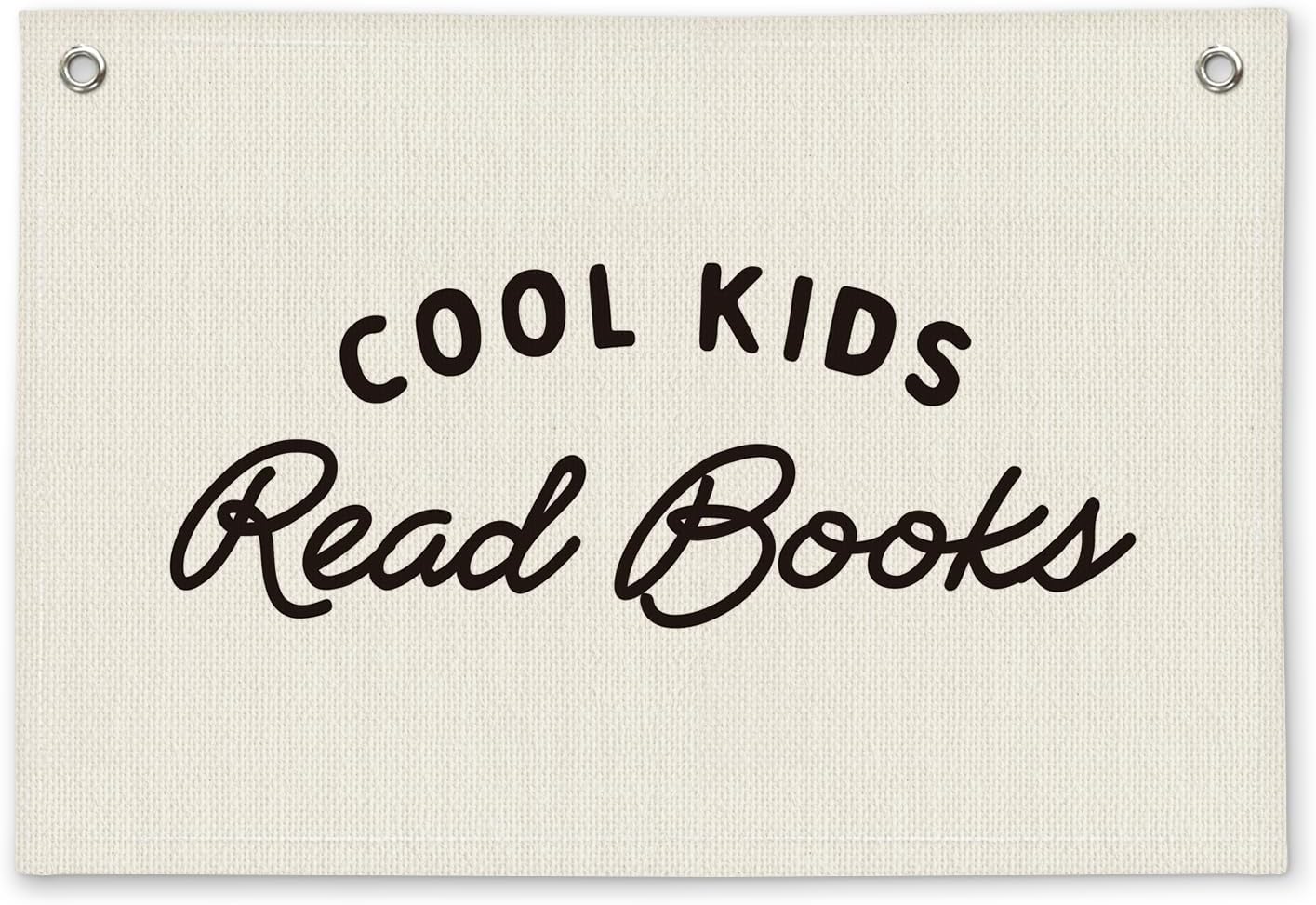 Cool Kids Read Books Reading Room Decor - Linen Banner Wall Hanging Canvas Banner Flag Decor for Kids Nursery Toddler Reading Corner Nook Classroom Library