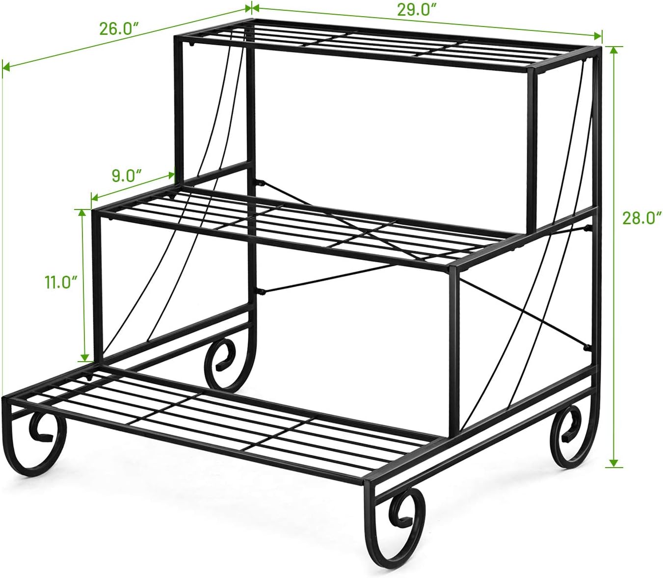 Giantex Tiered Plant Stand Outdoor, 3 Tier Metal Plant Stands for Multiple Plants w/ Curved Legs, Garden Shelf Flower Pot Holder Storage Organizer Rack for Indoor Outdoor Garden Balcony Porch