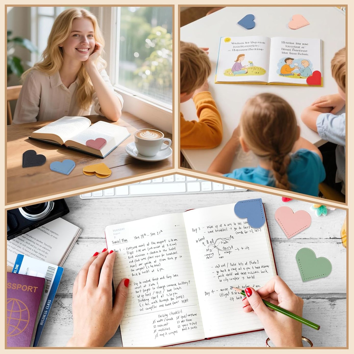 12 Pcs Bookmark Cute Bookmarks Leather Heart Book Marks for Women Men Kids Book Lovers Page Markers for Reading Teacher Students Appreciation Gifts School Office Supplies, 12 Colors
