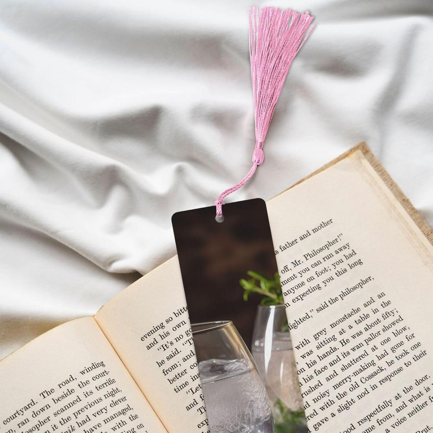 Pair It with Bold Drinks Bookmarks Gifts for Women Men, Wooden Bookmarks for Book Lovers, Vintage Book Marks Ornaments with Tassel, Unique Personalized Reading Page Markers Pink