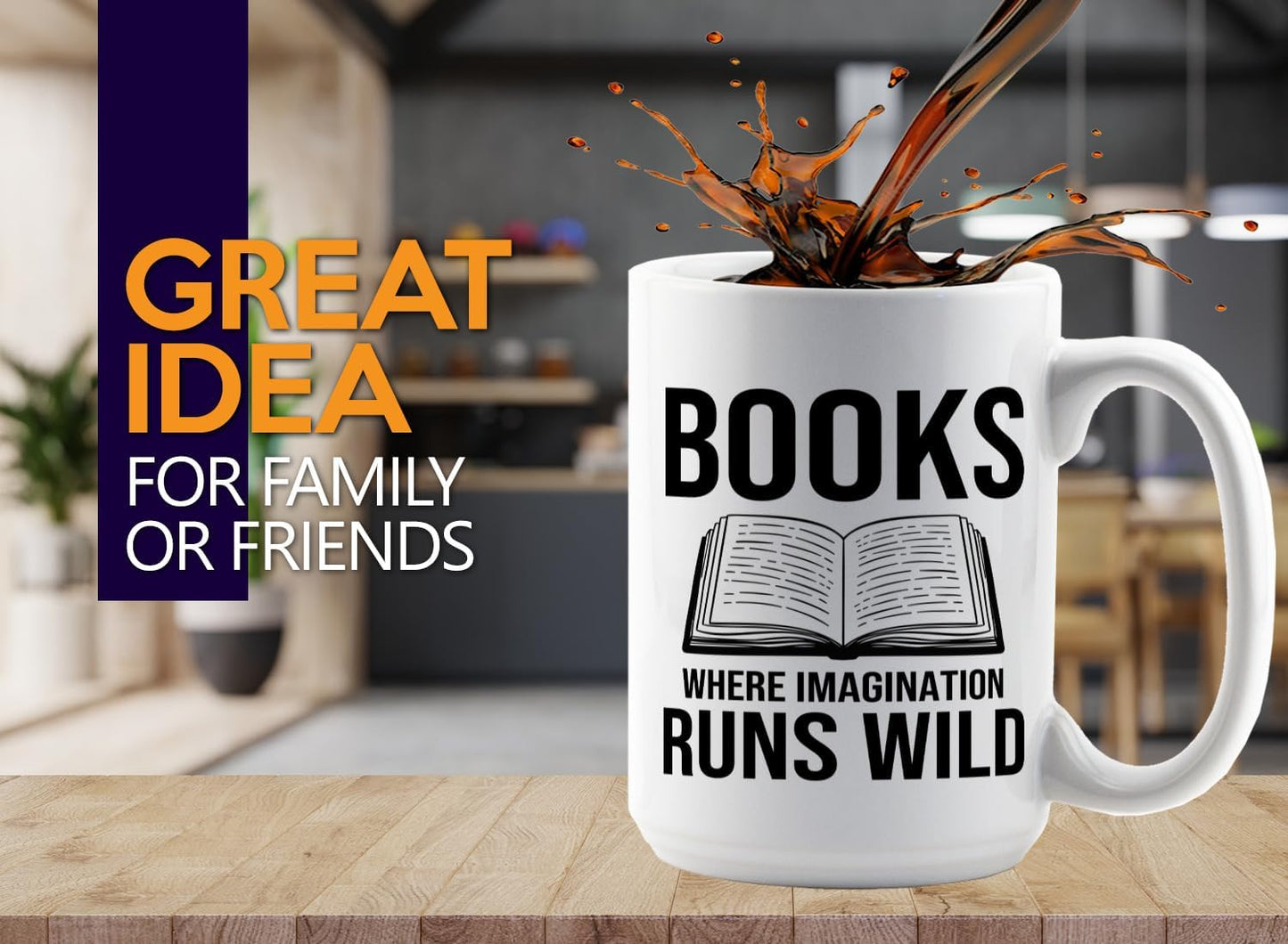 Book Lover Coffee Mug 15oz White -Books Where Imagination - Bookworm Literature Library Book Lover Reader Booked Editor Intellectual Studious