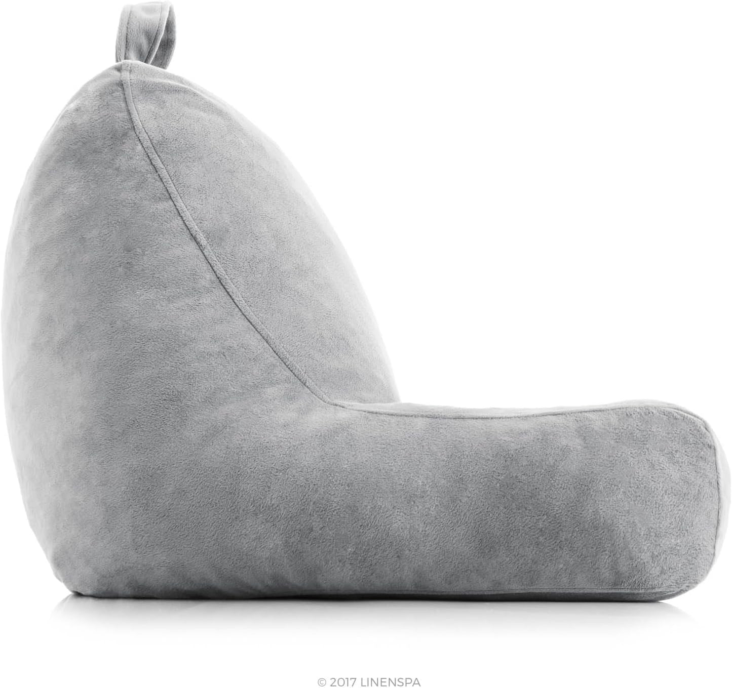 Linenspa Reading Pillow with Shredded Memory Foam- Back Pillow for Sitting in Bed, Reading, Gaming, Watching TV – Chair with Arms, Dorm Room Essentials, Stone
