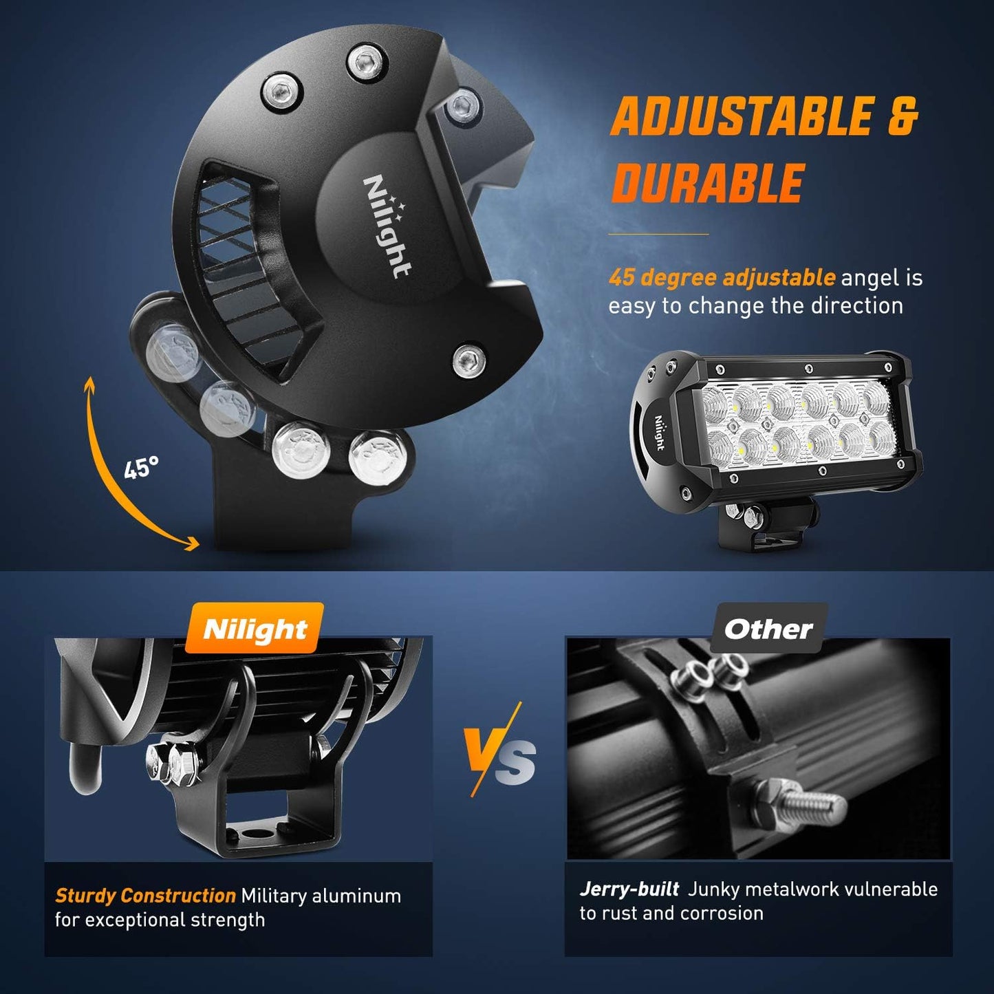 Nilight - 4PCS 36W 6.5 Inch Flood LED Light Bar Off Road Super Bright Driving Fog Boat Driving LED Work Light for Jeep