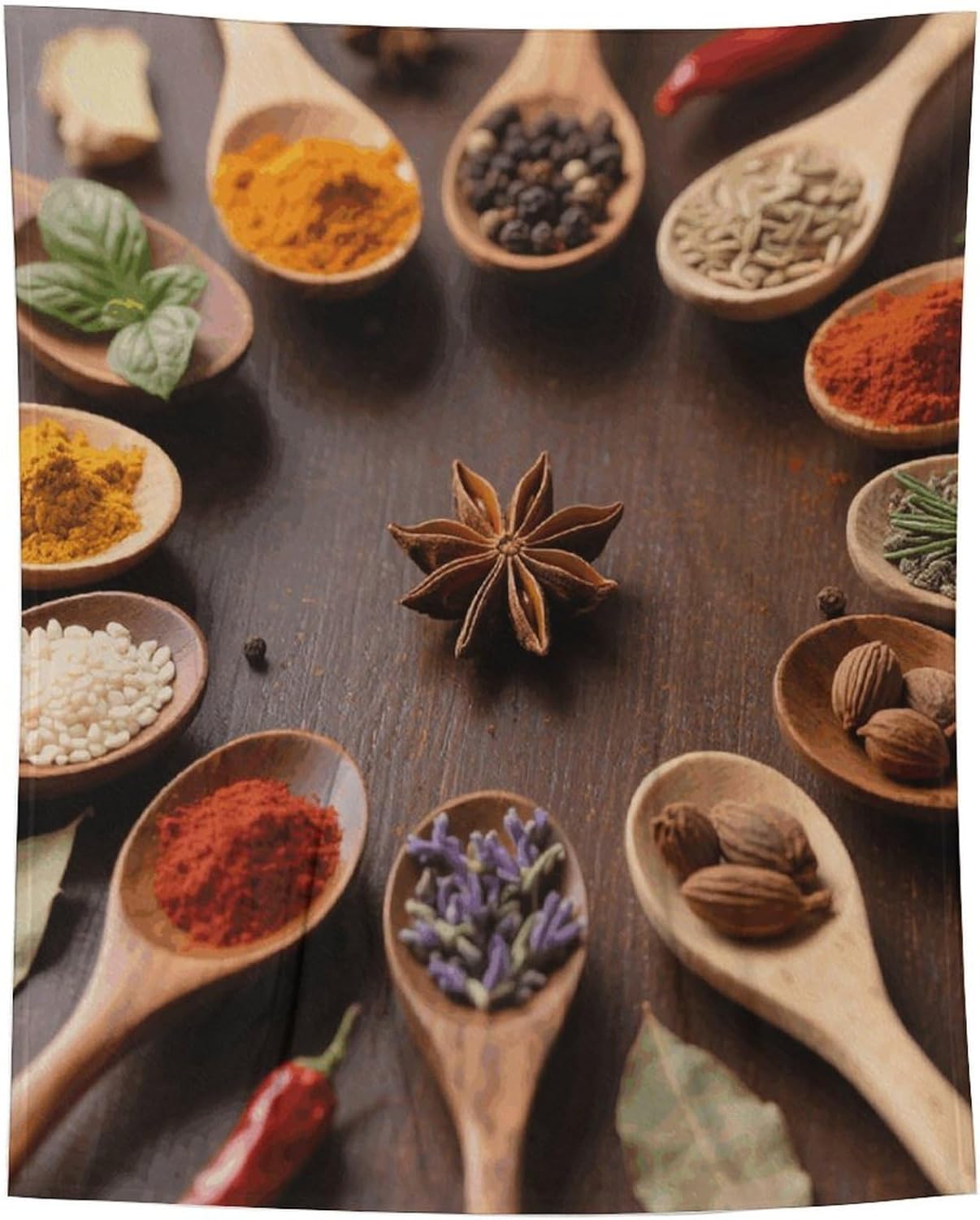 Custom Spices Seasoning Spoon Blanket Lightweight Flannel Fleece Throw for Couch Sofa Bed Luxury Soft Cozy Plush Lap Bedtime Blanket for All Seasons Bedroom Home Decor Gifts 40x50