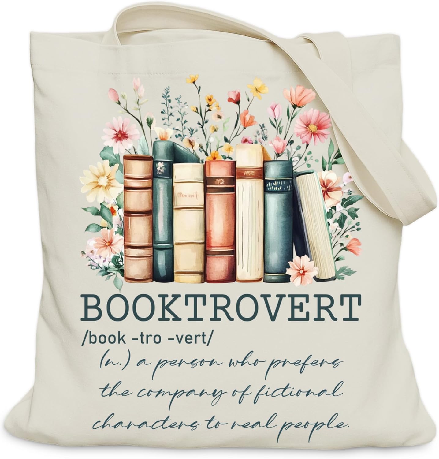 Book Lovers Gifts Tote Bag for Bookish Readers, Aesthetic Book Tote Bag for Librarian, Medium Size with Inner Pocket
