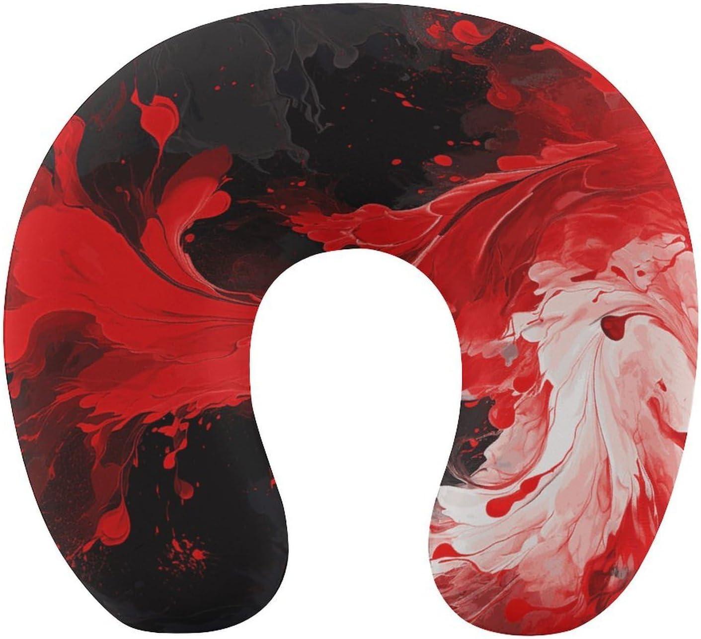 Red Black White Abstract Neck Pillow Memory Foam U Shaped Pillows Portable Pillows for Shoulder Travel Head Support Pillow with Concealed Zipper for Airplane Car Home Office