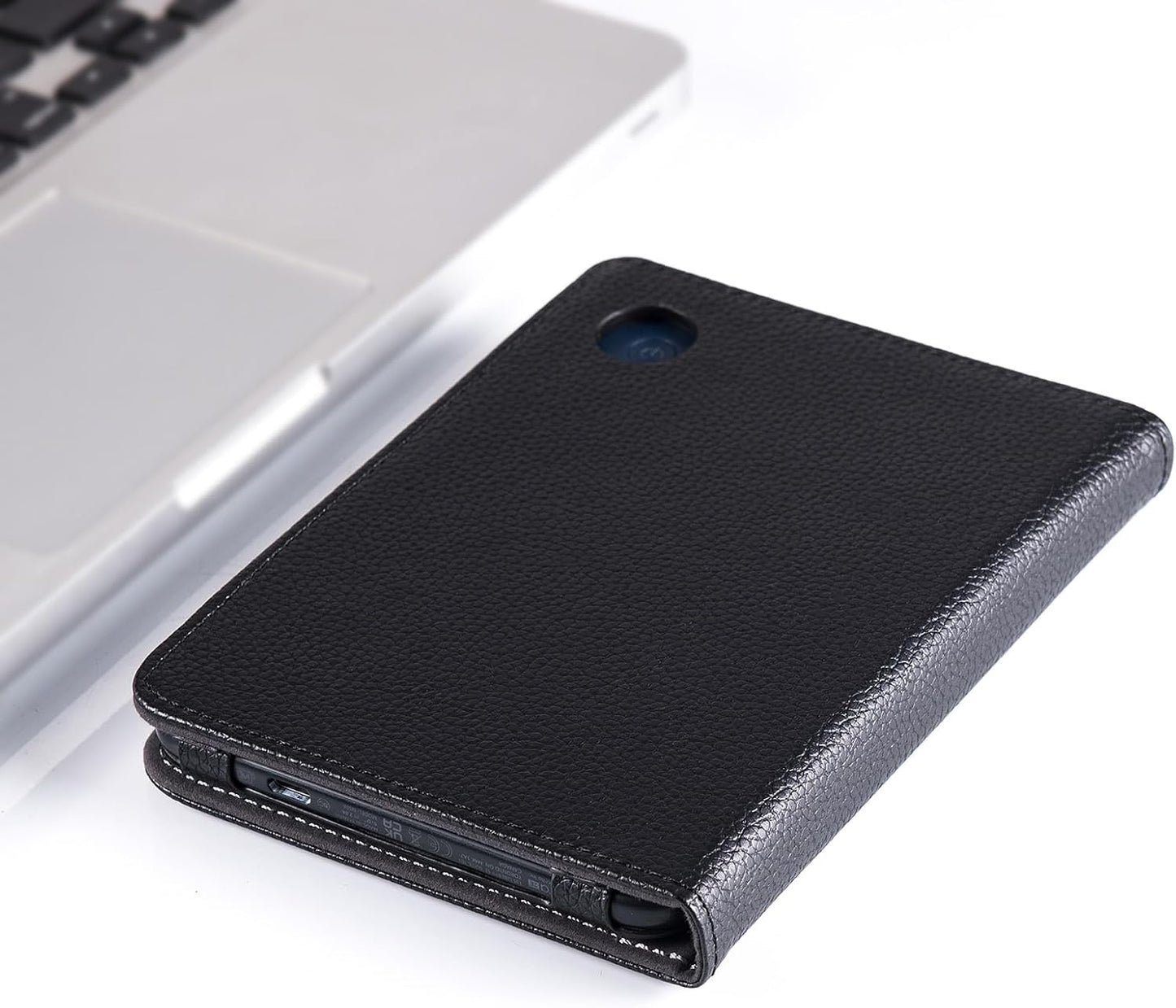 Stand Case for 6" Kobo Clara Colour (Model N367) / Clara BW (Model N365) / Clara 2E eReader - PU Leather Book Folio Sleeve Cover with Two Hand Straps and Auto Sleep/Wake (Classic Black)