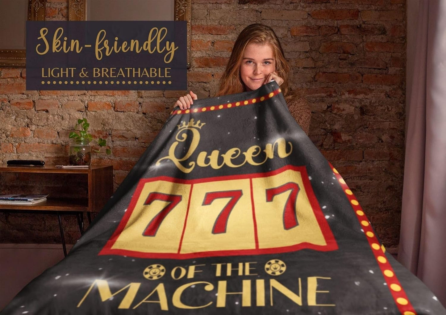 Queen of The Machine - 50" x 65" Casino & Slot Machine Throw Blanket for Women - Christmas & Birthday Gift