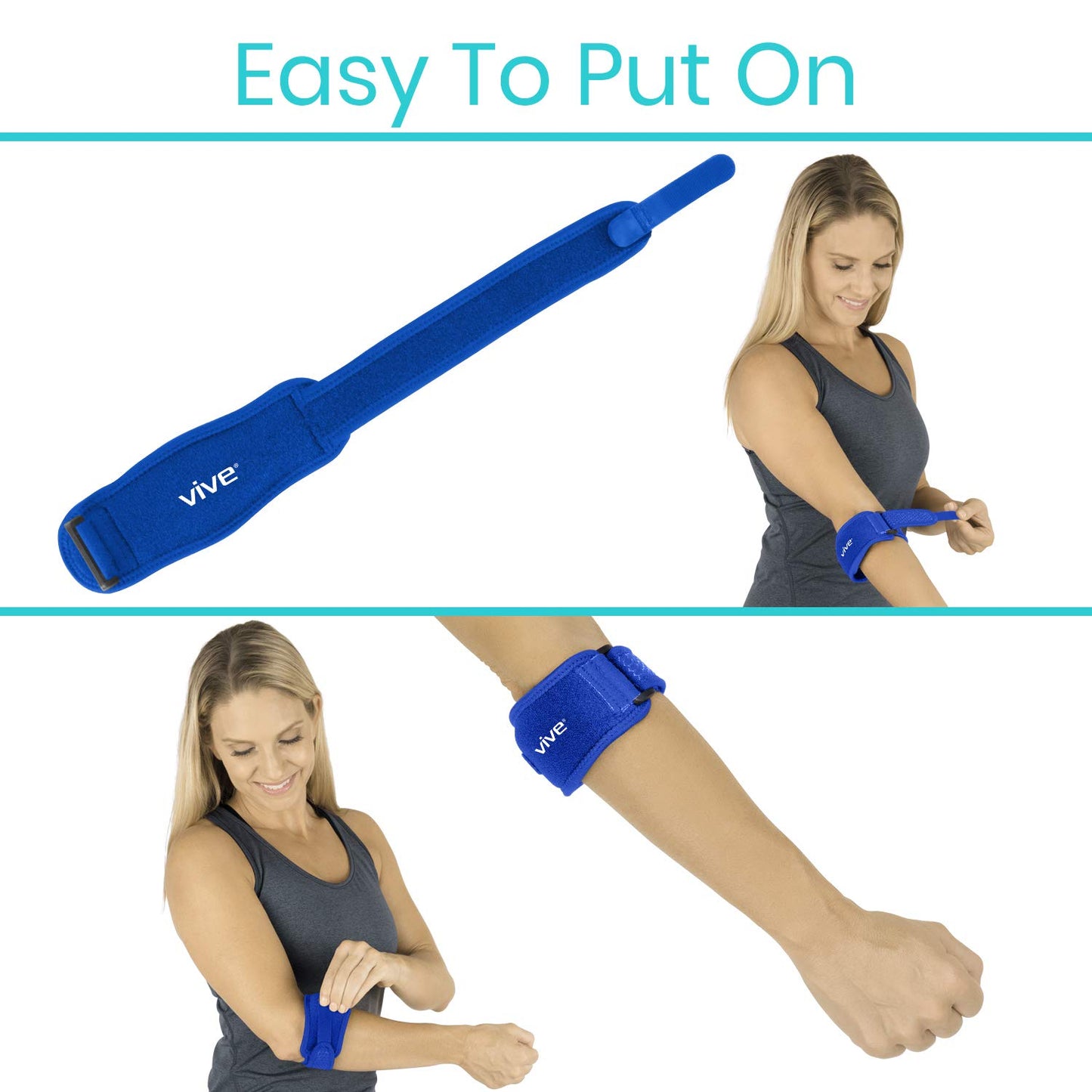 Vive Tennis Elbow Brace for Men & Women 2 Pack - Tendonitis Elbow Brace for Bursitis, Golfers Elbow, Medial Epicondylitis, Arthritis & Pain Relief - Arm Support Band, Adjustable Forearm Pain Relief