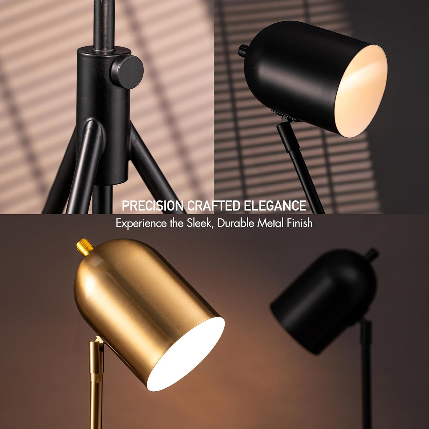 O'Bright Helios - Adjustable Tripod LED Floor Lamp, Dimmable, Swivel Head, Perfect for Reading and Task Lighting, Black
