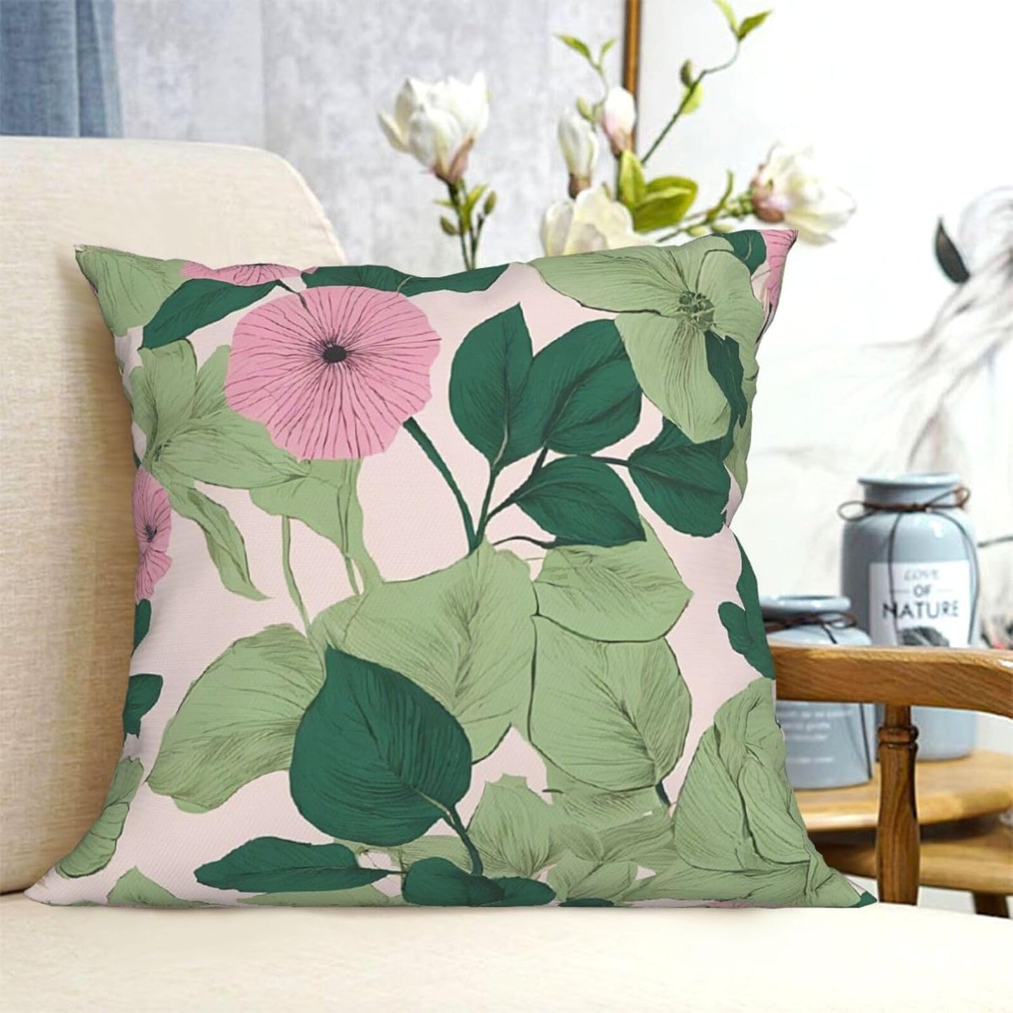 All-Season Square Pillow Covers 18"X18", Black Lily Pads, Decorative Throw Pillow Covers for Sofa Bed Couch, Hidden Zipper Cushion Cover, Square Lumbar & Accent Pillowcases for Home Decor