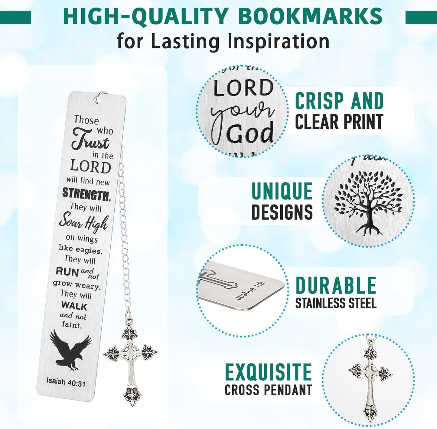 kilofly 3 Pcs Bible Verse Metal Bookmarks Scripture Study Group Christian Gifts