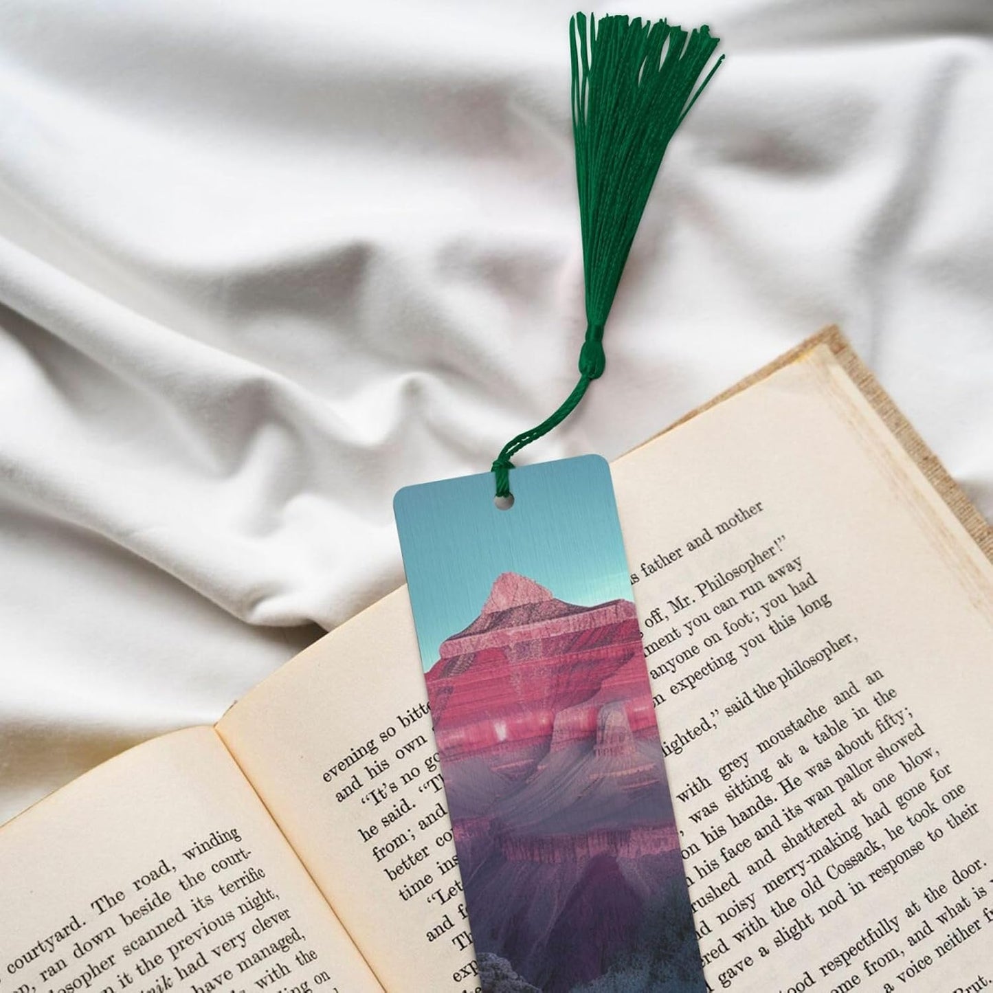 Grand Canyon Bookmarks Gifts for Women Men, Wooden Bookmarks for Book Lovers, Vintage Book Marks Ornaments with Tassel, Unique Personalized Reading Page Markers Dark Green
