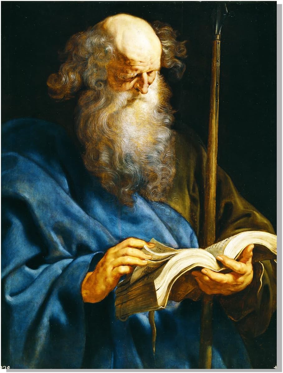 Peter Paul Rubens Paintings - The White-Bearded Old Man Reading a Book Canvas Wall Art, Self-Portrait of a Man Baroque Poster, Famous Oil Paintings Reproduction for Home Office Room Unframed (Color 9,12x16in/30x40cm)