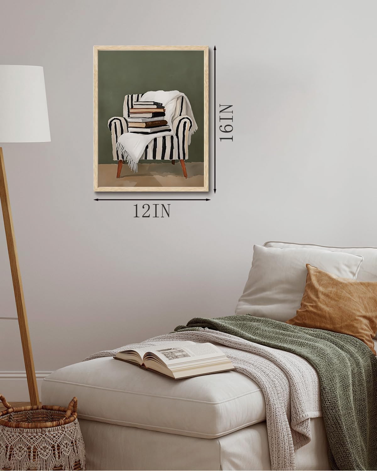 XJYISUO Framed Wall Art Cozy Books Canvas Art Modern Reading Pictures Wall Decor Farmhouse Paintings Neutral Artwork For Living Room Bedroom Study