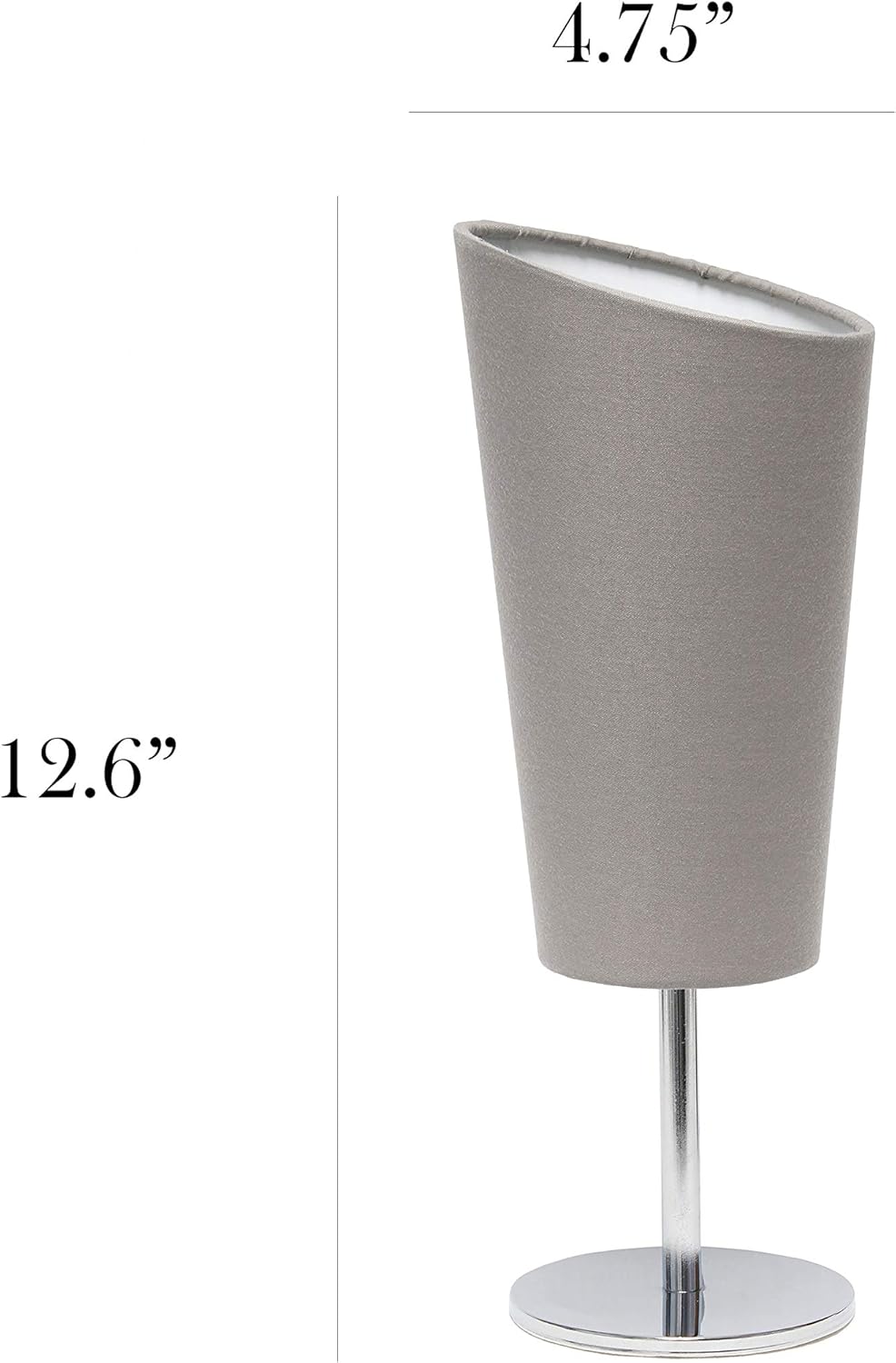 Simple Designs LT2061-GRY Mini Chrome Angled Fabric Shade Table Lamp, Gray