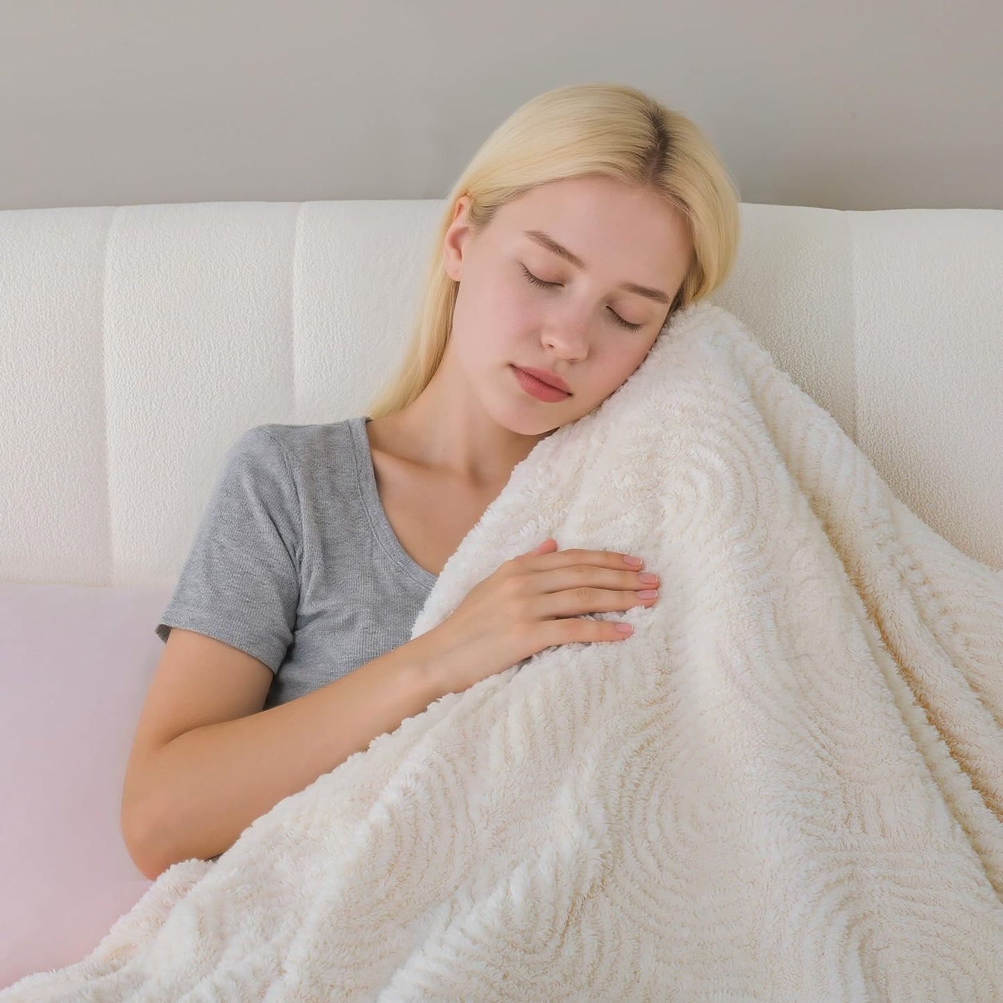 Heated Blanket King Size - 100"x90" Cozy Soft Jacquard Heating Blanket with 4 Heat Levels & 10 Hours Auto-Off, Jacquard Fleece, Overheating Protection, Warm Gifts, Cream