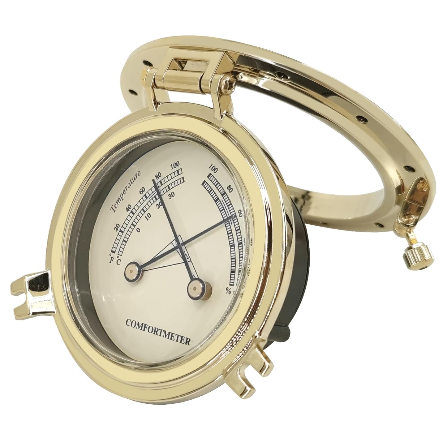 THALASSA 3.8" Boat Hygrometer Thermometer Marine Thermo-Hygrometer – Compact, Flush-Mounted Copper Alloy for Boats Yachts & Ships, Ensures Optimal Air Quality & Equipment Protection in Marine