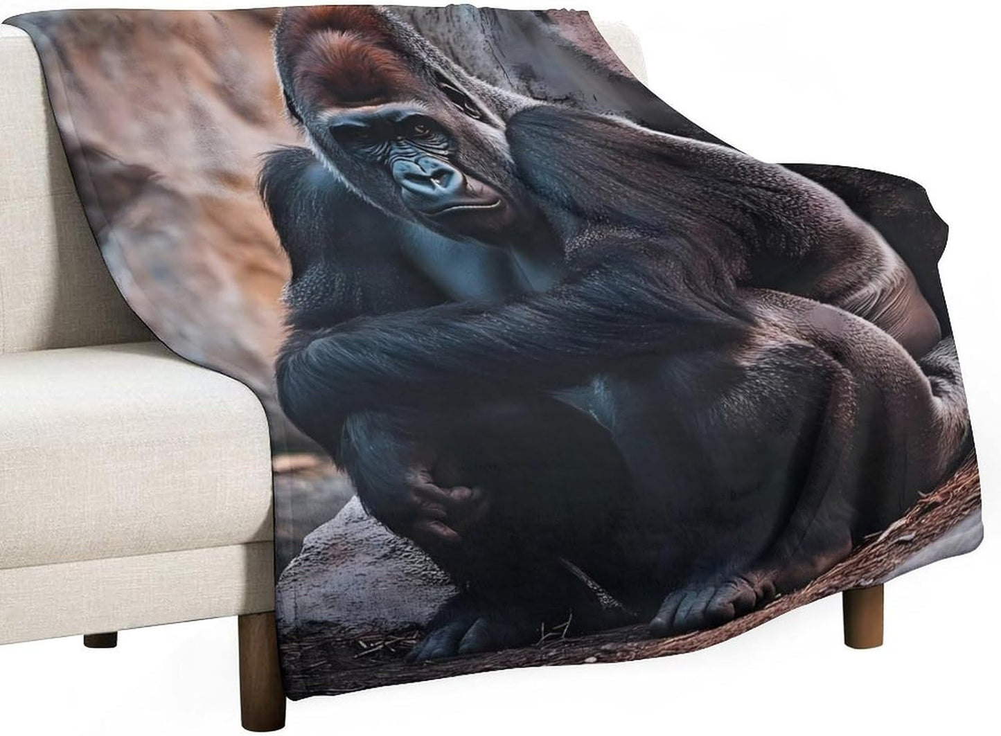 Wild Animal Gorilla Monkey Throw Blanket for Couch Bed Plush Cozy Fuzzy Flannel Blanket for All Season 50"x60"