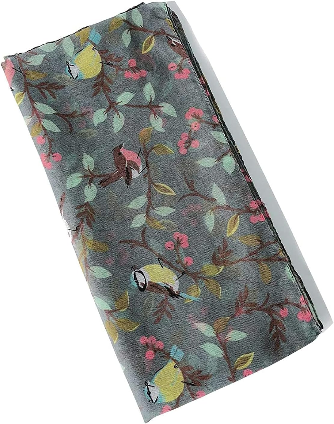 GERINLY Scarfs for Women Lightweight Floral Birds Print Cotton Scarves and Wraps for Spring Shawl Boho Scarf