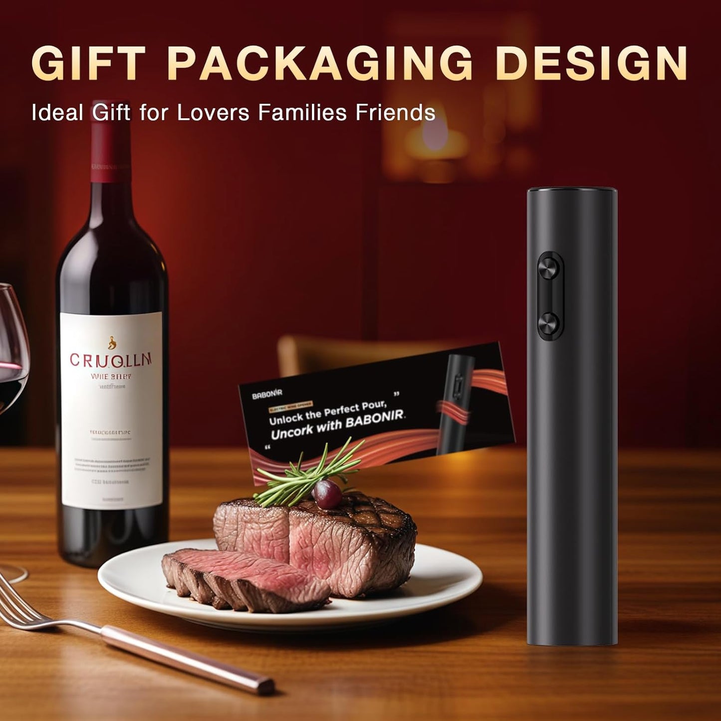 Electric Wine Opener, Automatic Corkscrew with Foil Cutter, One-Button Operation for Effortless Cork Removal, Perfect Wine Gift for Wine Lovers, Thanksgiving, Christmas, Party & Home