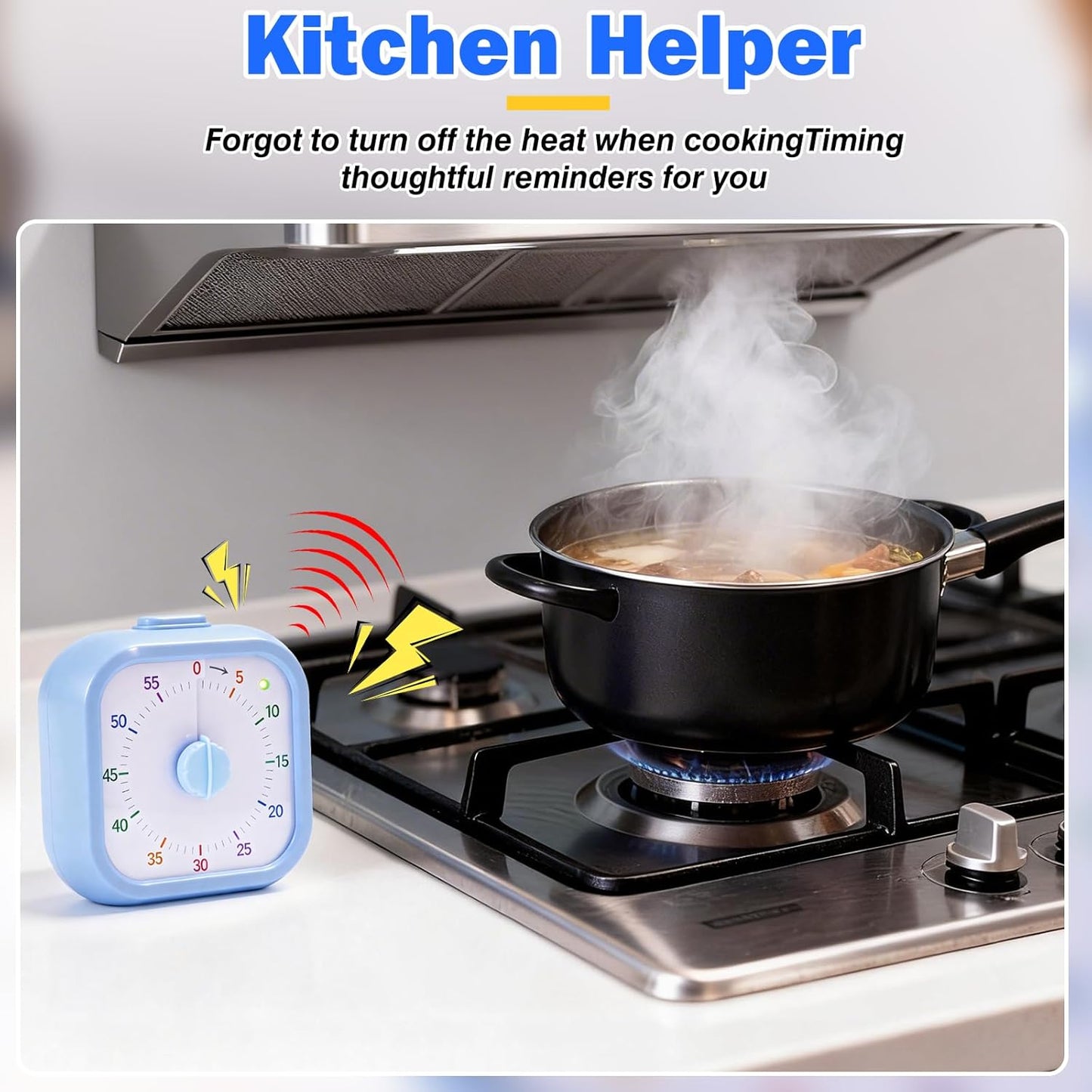 Mwellewm Visual Timer for Kids, 60 Minute Time Digital Pomodoro Timer Countdown with Silent Pause Function for Classroom Kitchen Study Cooking Meetings ADHD Rainbow Pattern(Blue)