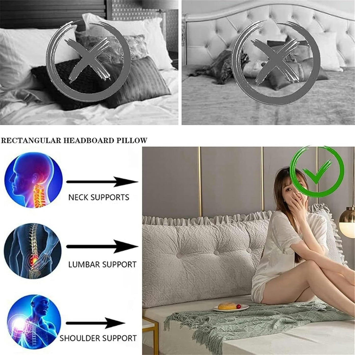 Triangular Backrest Pillow, Sofa Queen Size Bed Pillows Headboard Backrest Cushion Lumbar Support Pillow Reading Wedge Pillow Bed Rest Pillows(Coffee,80cm)