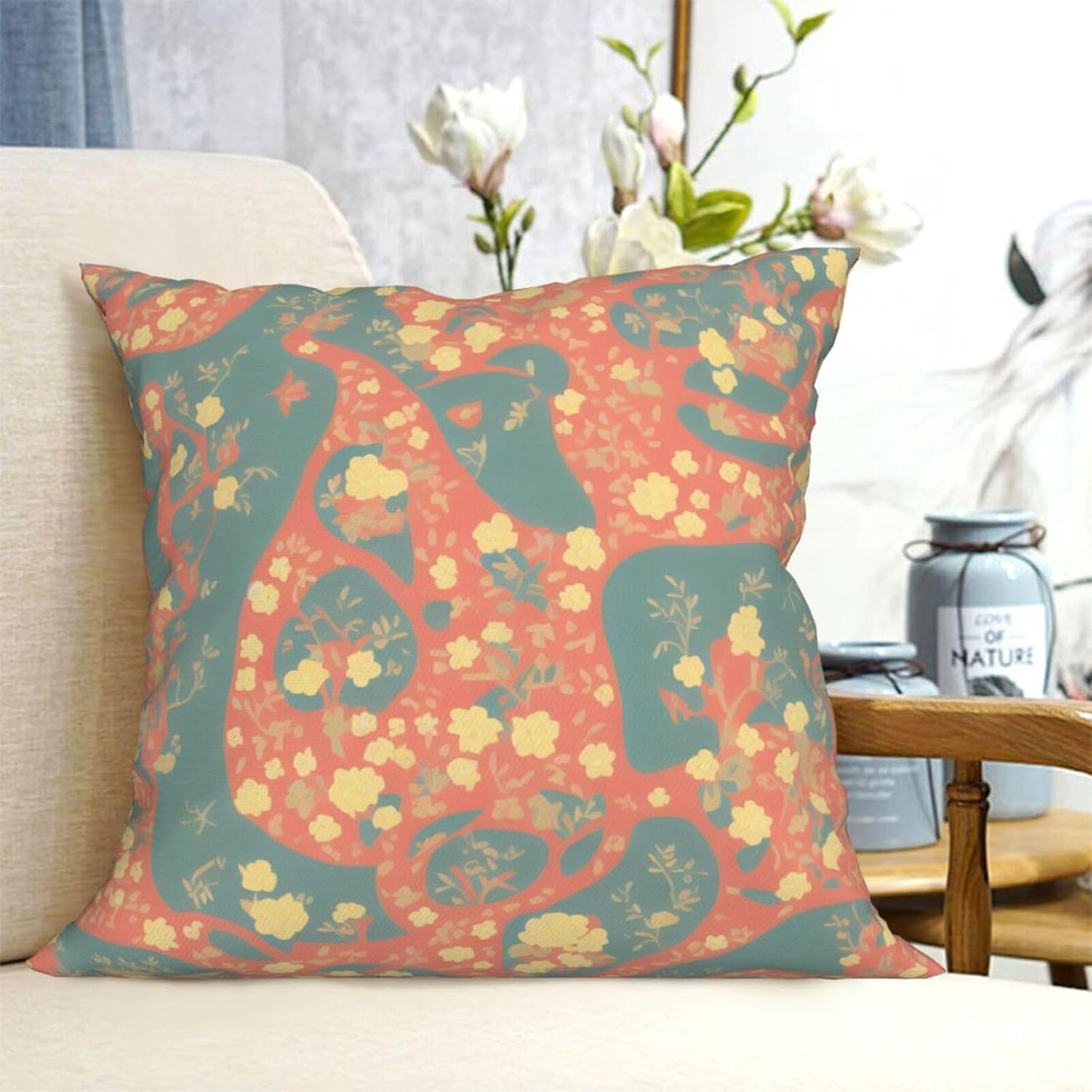 All-Season Square Pillow Covers 18"X18", Yellow, Decorative Throw Pillow Covers for Sofa Bed Couch, Hidden Zipper Cushion Cover, Square Lumbar & Accent Pillowcases for Home Decor