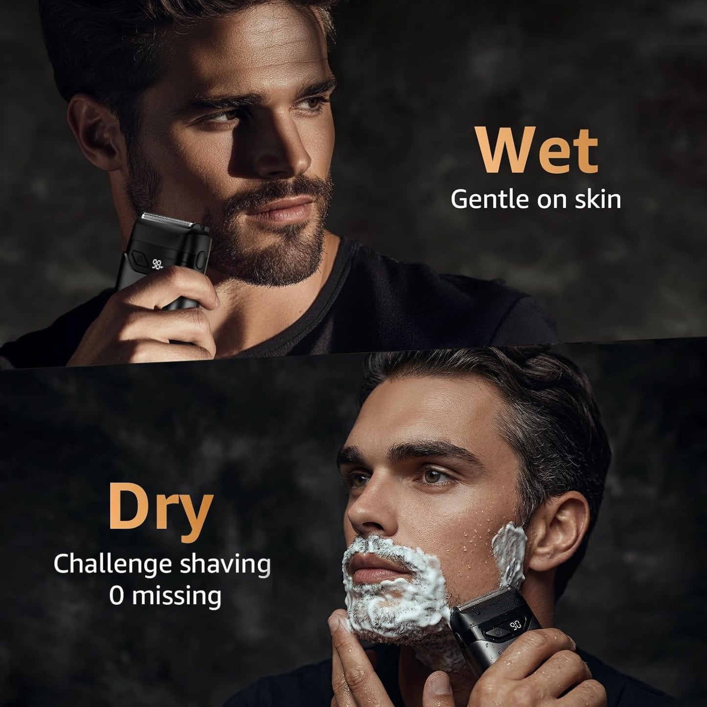 Electric Foil Shavers for Men: Mini Electric Razor for Face - IPX7 Waterproof Cordless Razor with LED Display & Fast Charge - Micro-Comb Technology & Precision Blades