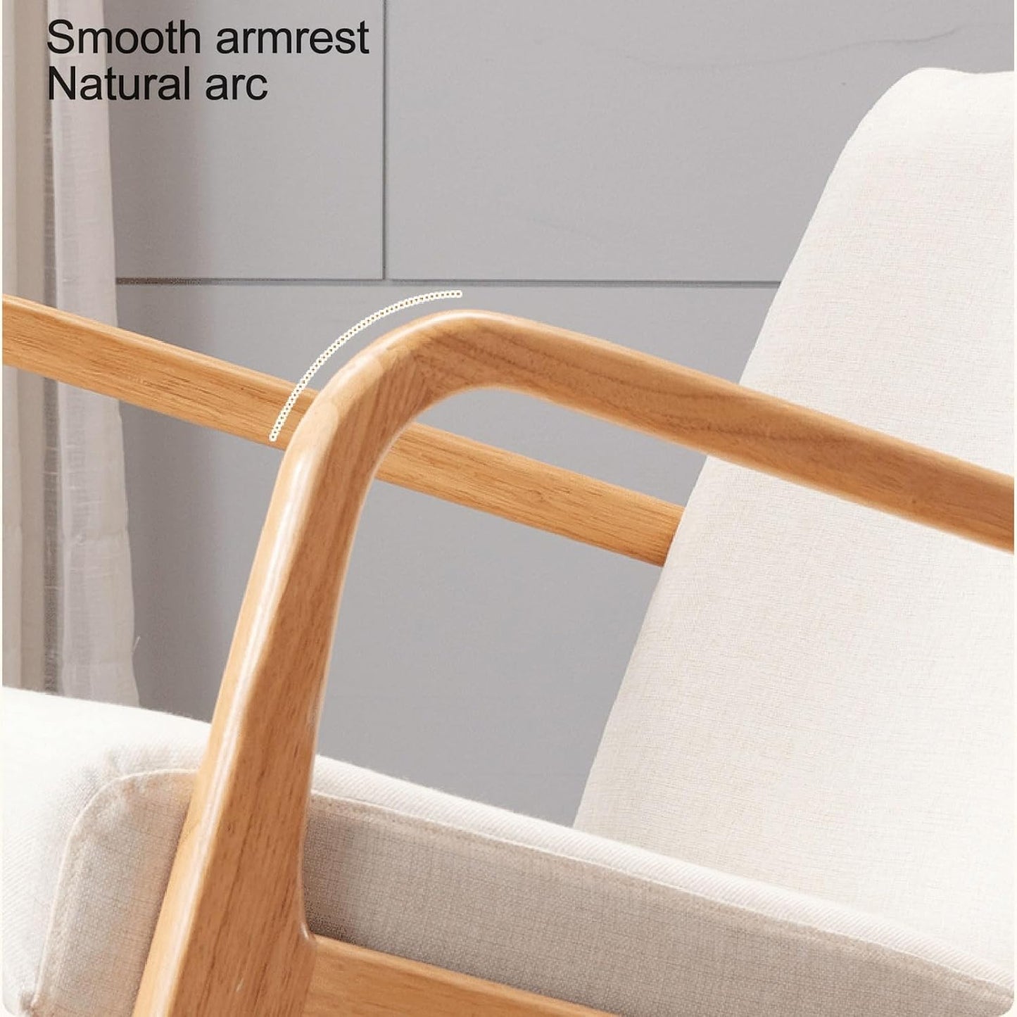 LSLYTQ Rocking Chair Nursery,Wooden Rocking Chairs,Upholstered Glider Chair with High Backrest Armchair Chair, Rocker Chairs for Living Room Bedroom Offices